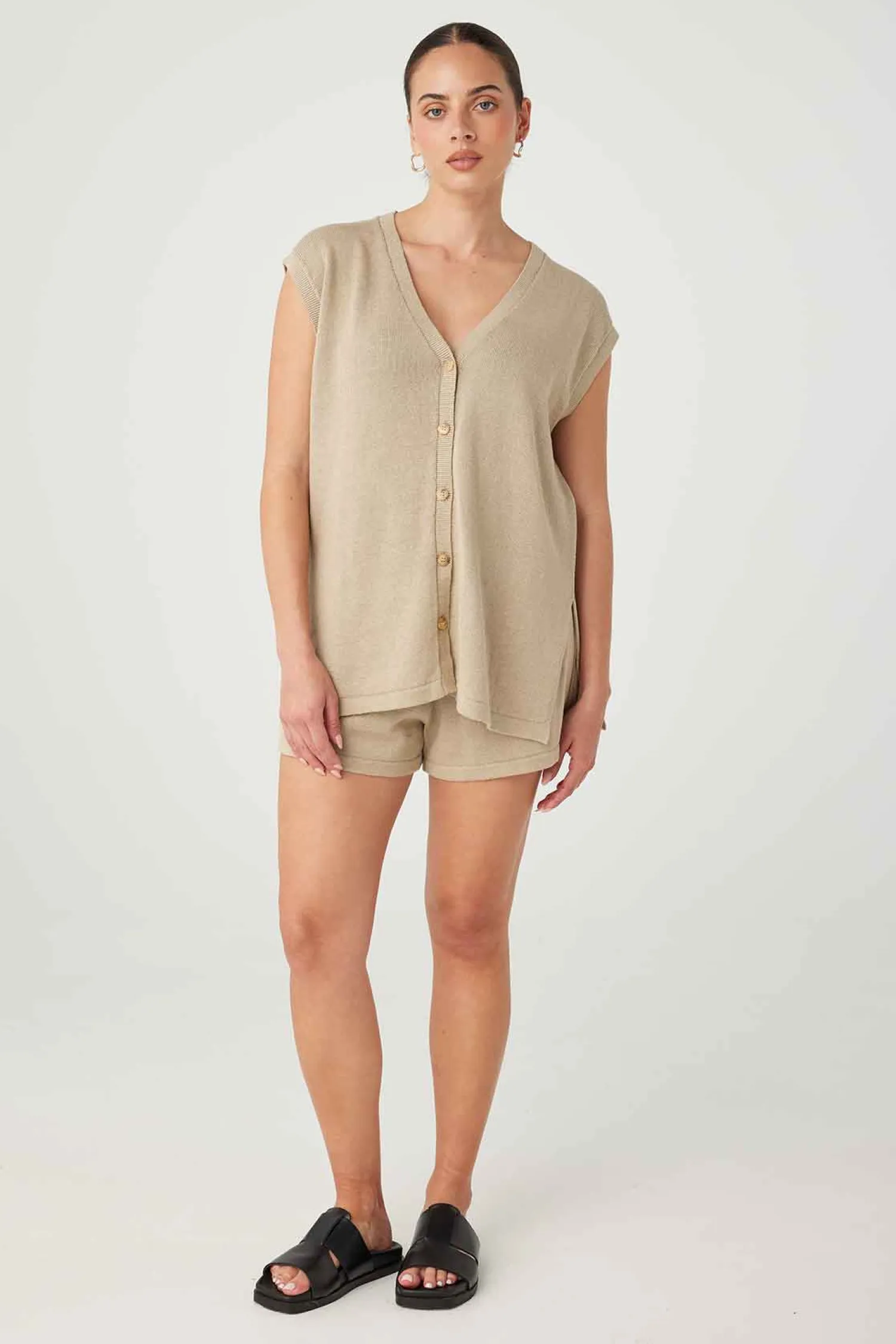 Women Arcaa Movement Ada Organic Cotton Linen Vest - Taupe