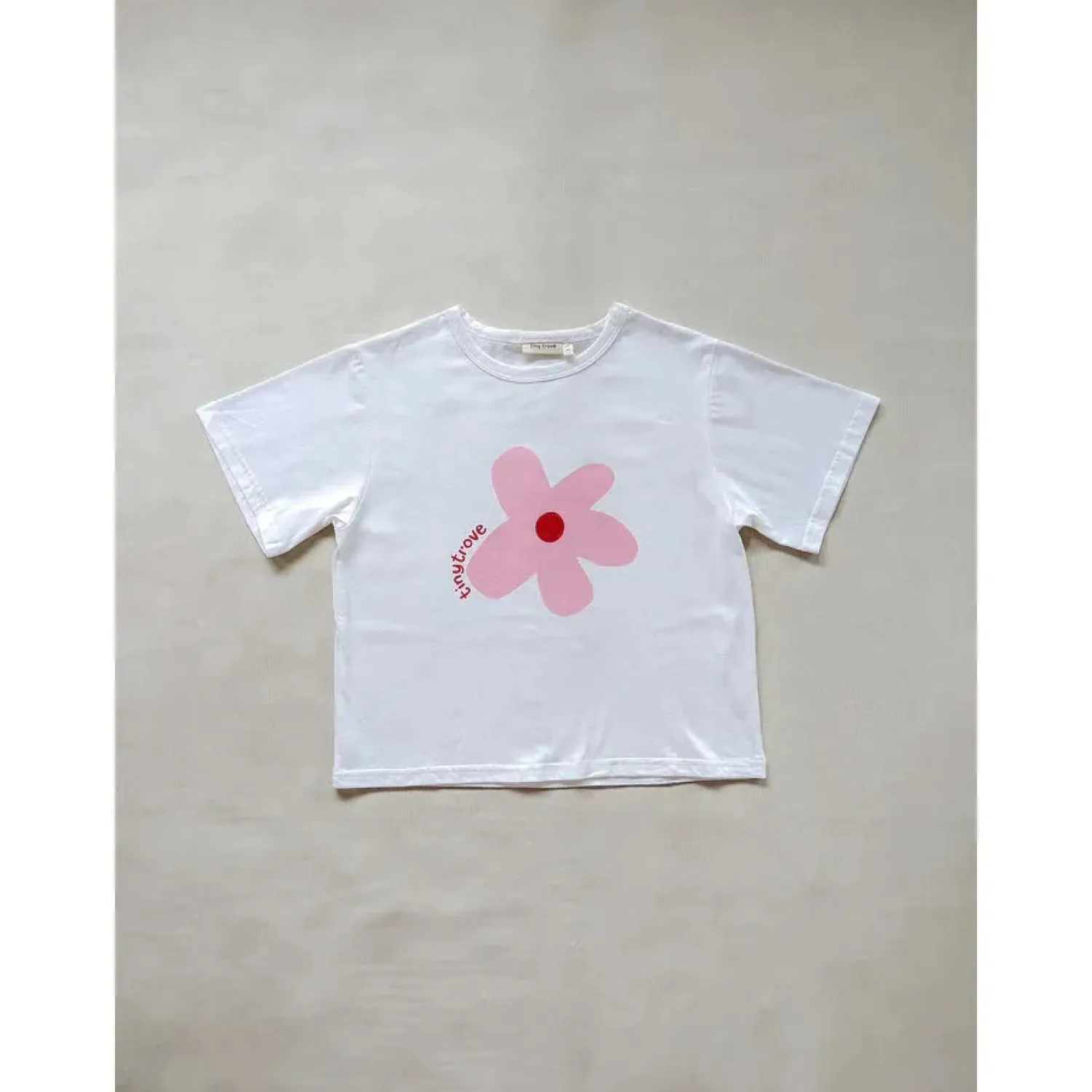 Tiny Trove Akio Flower Tee - White & Pink