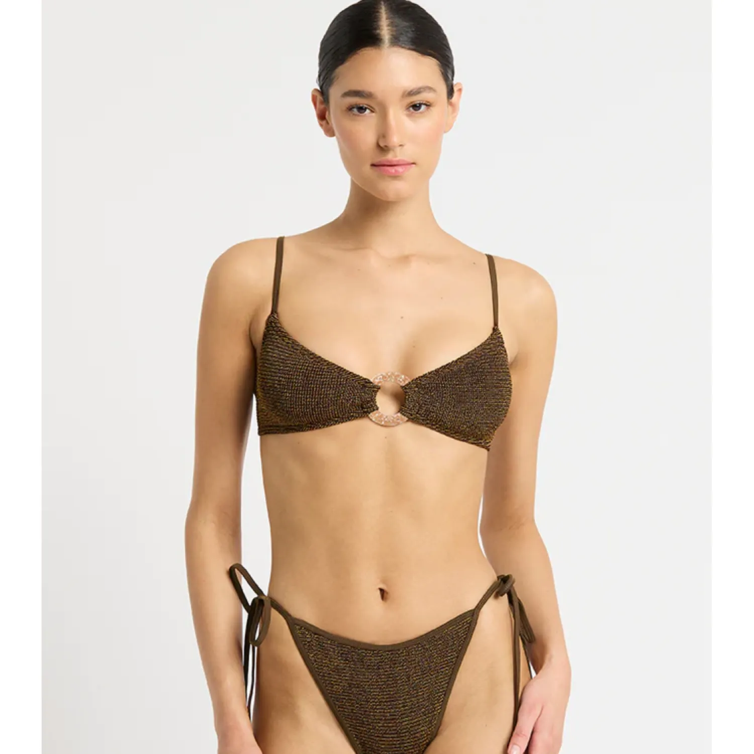 Women Bond-Eye Swim Anisha Brief - Cocoa Lurex