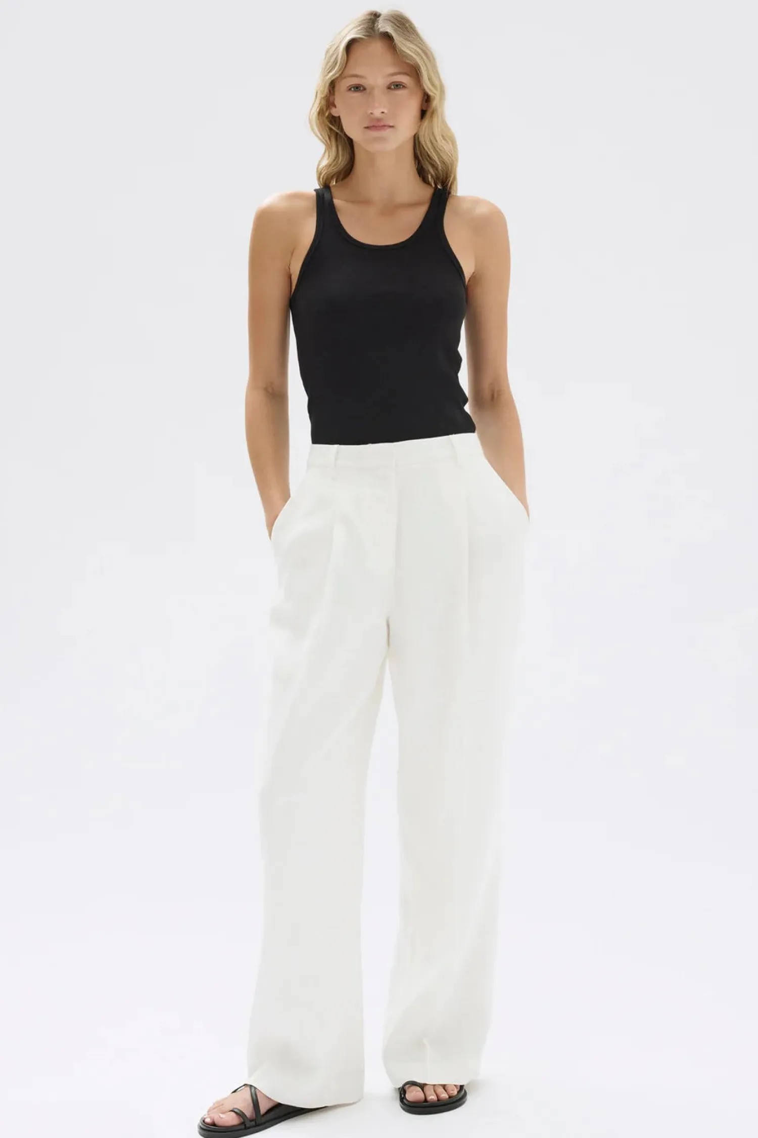 Women Assembly Label Aria Linen Pant - Antique White