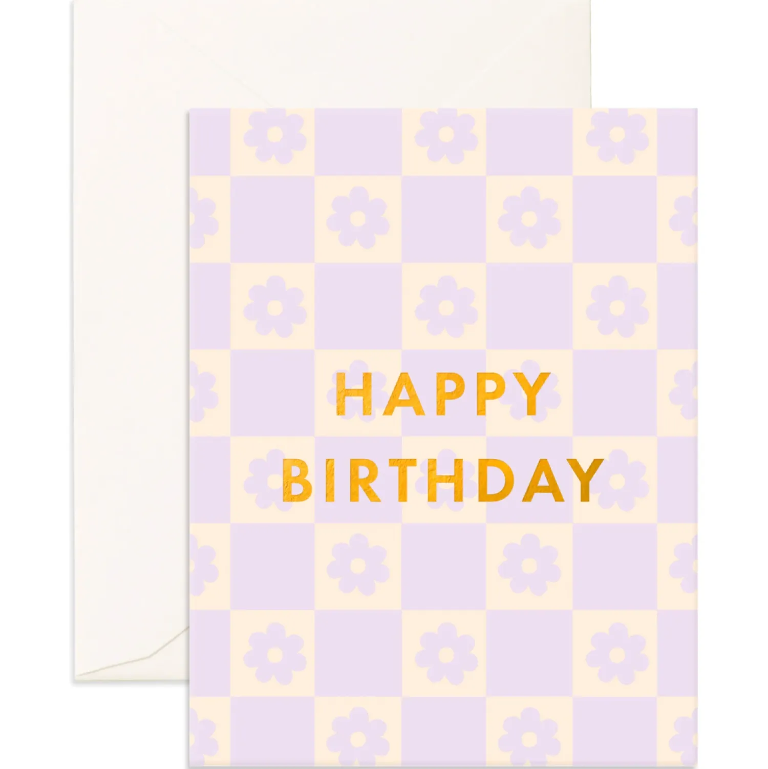 Fox & Fallow Birthday Lilac Daisy Grid Greeting Card