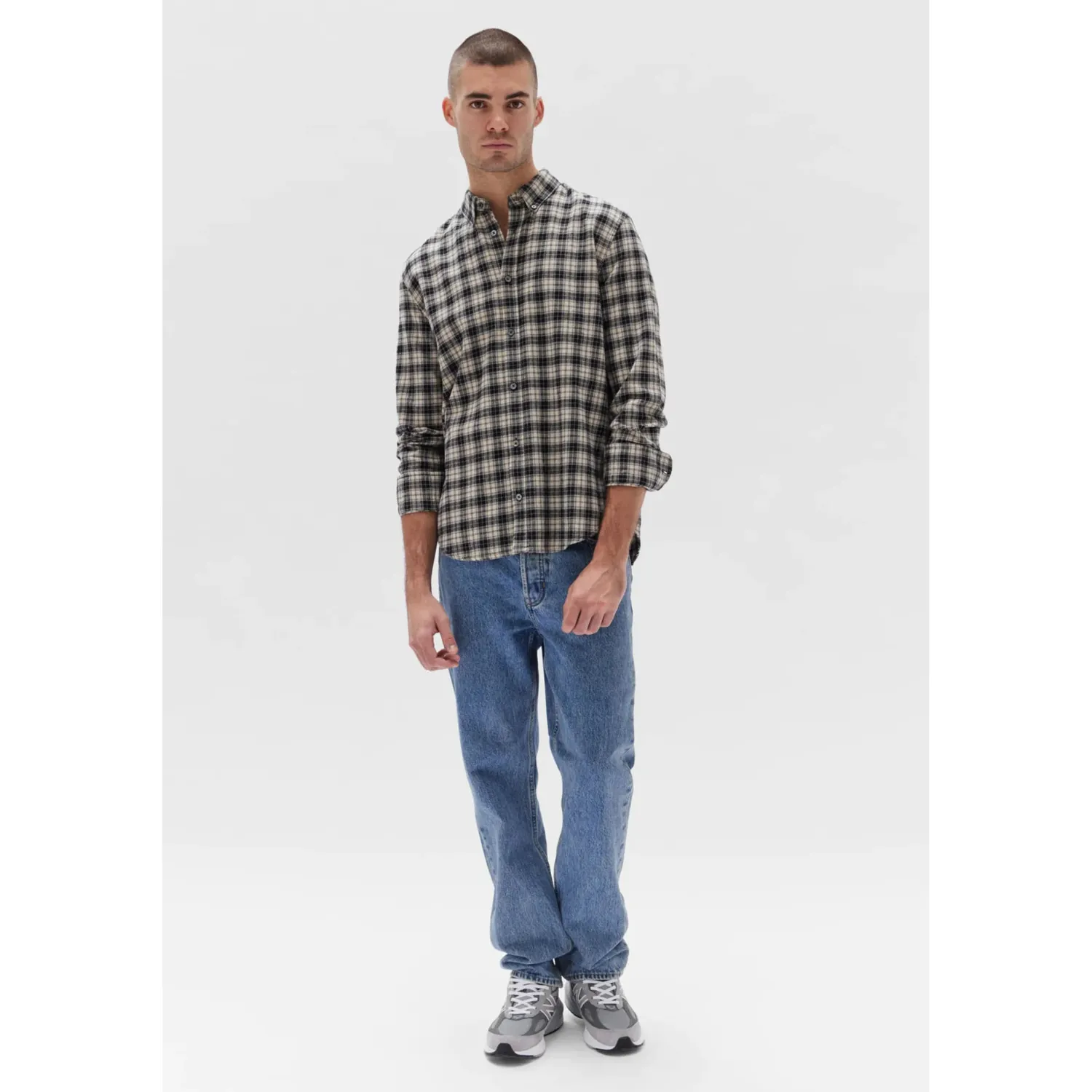 Assembly Label Brushed Flannel Check Shirt - Navy Check