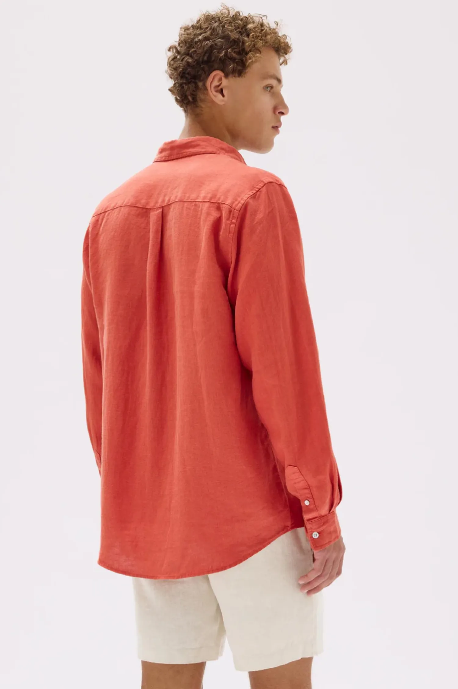 Assembly Label Mens Casual Long Sleeve Shirt - Papaya