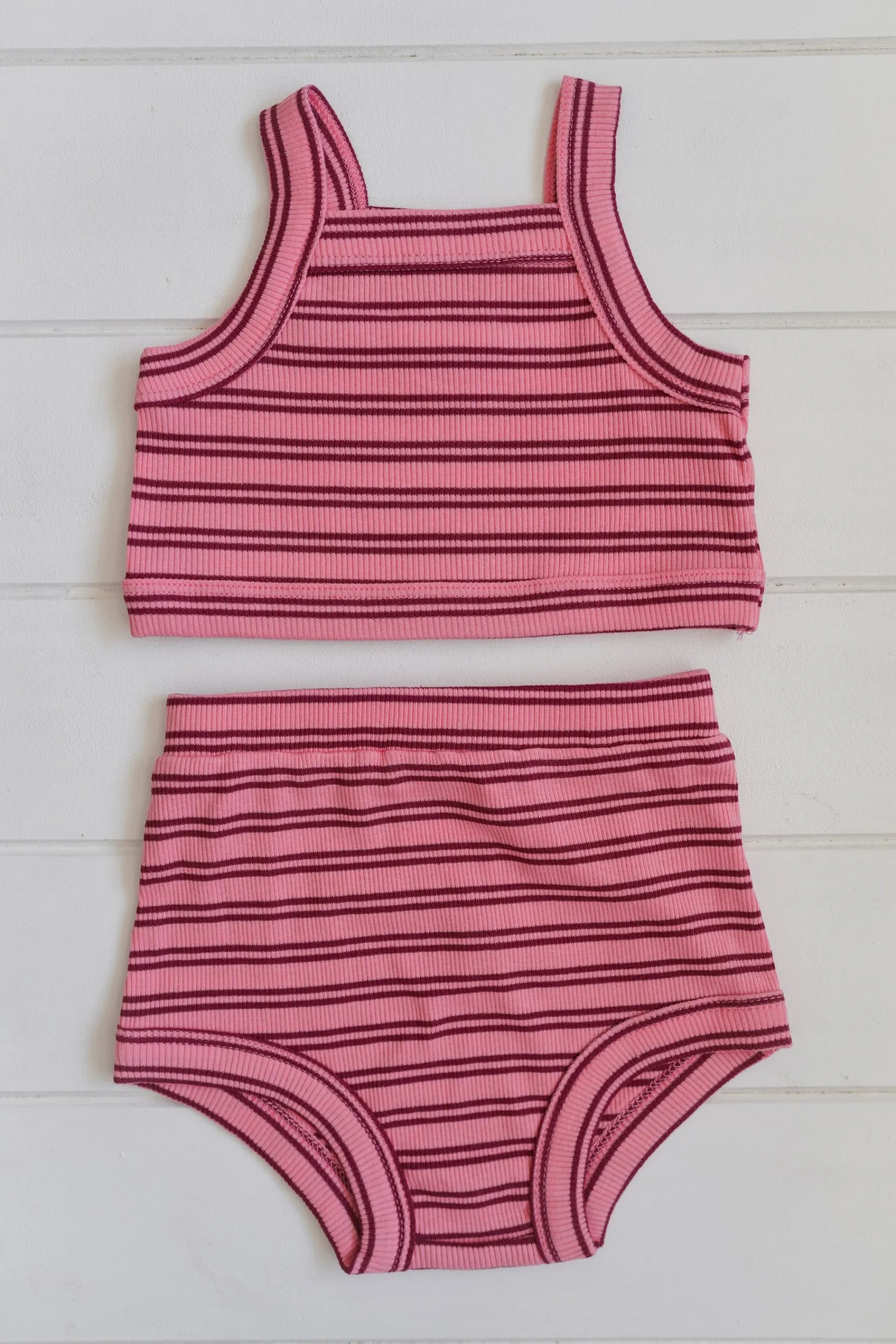 Milky Designs Cleo Rib Set - Pink And Red Stripe