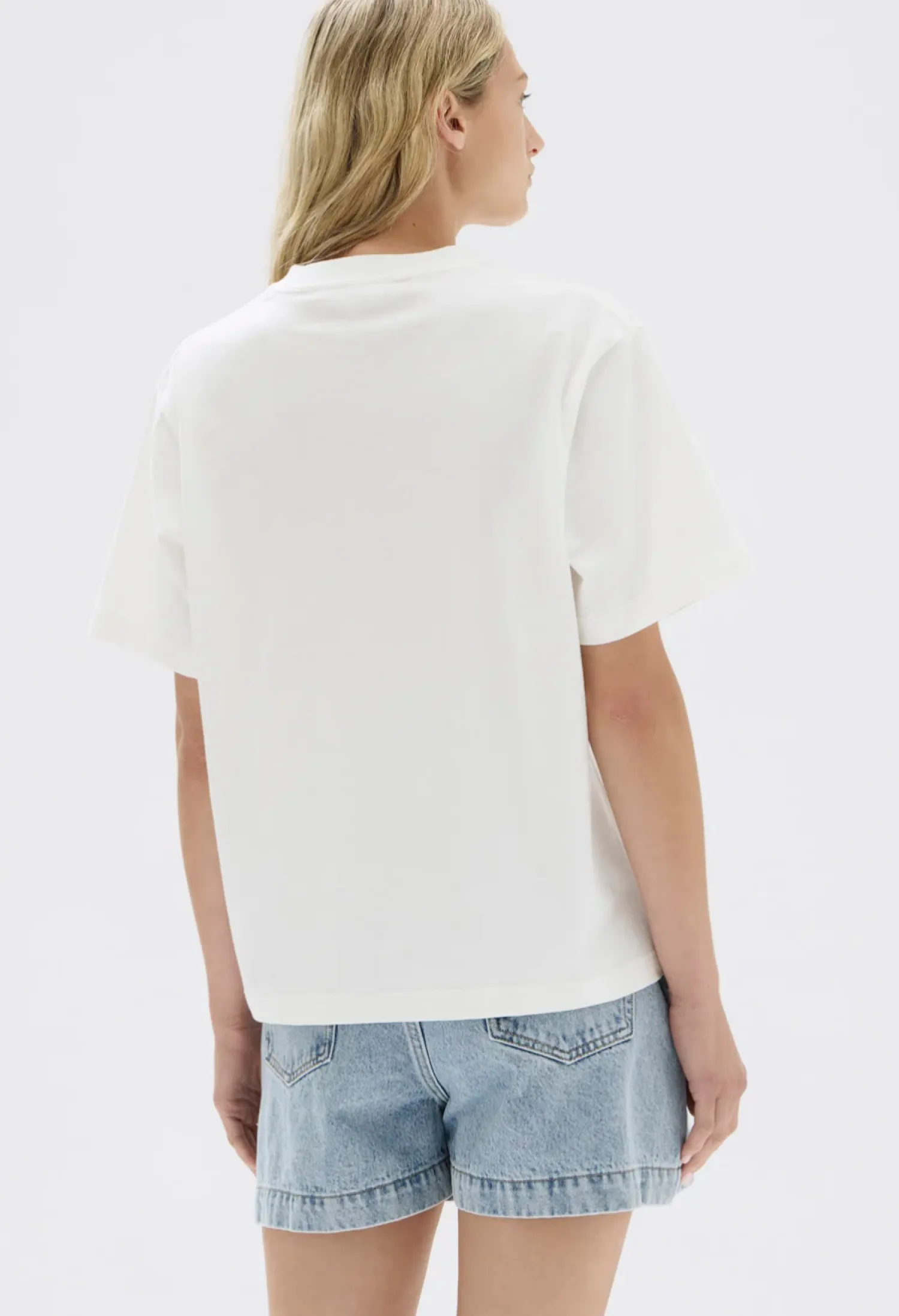 Women Assembly Label Exhibit Patch Short Sleeve Tee - Antique White/Black