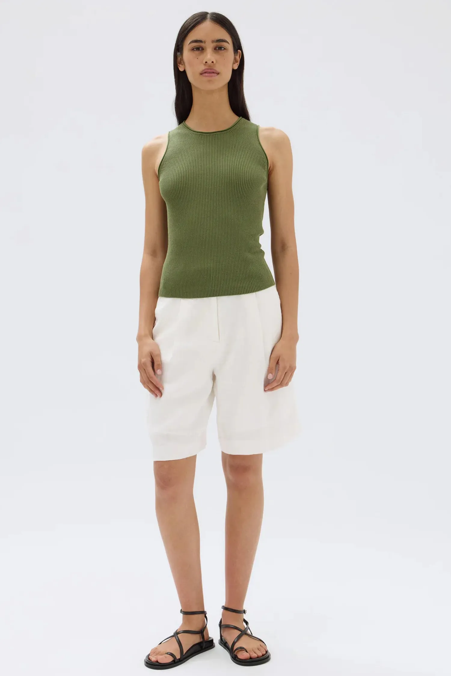 Women Assembly Label Faye Knit Tank - Pandan