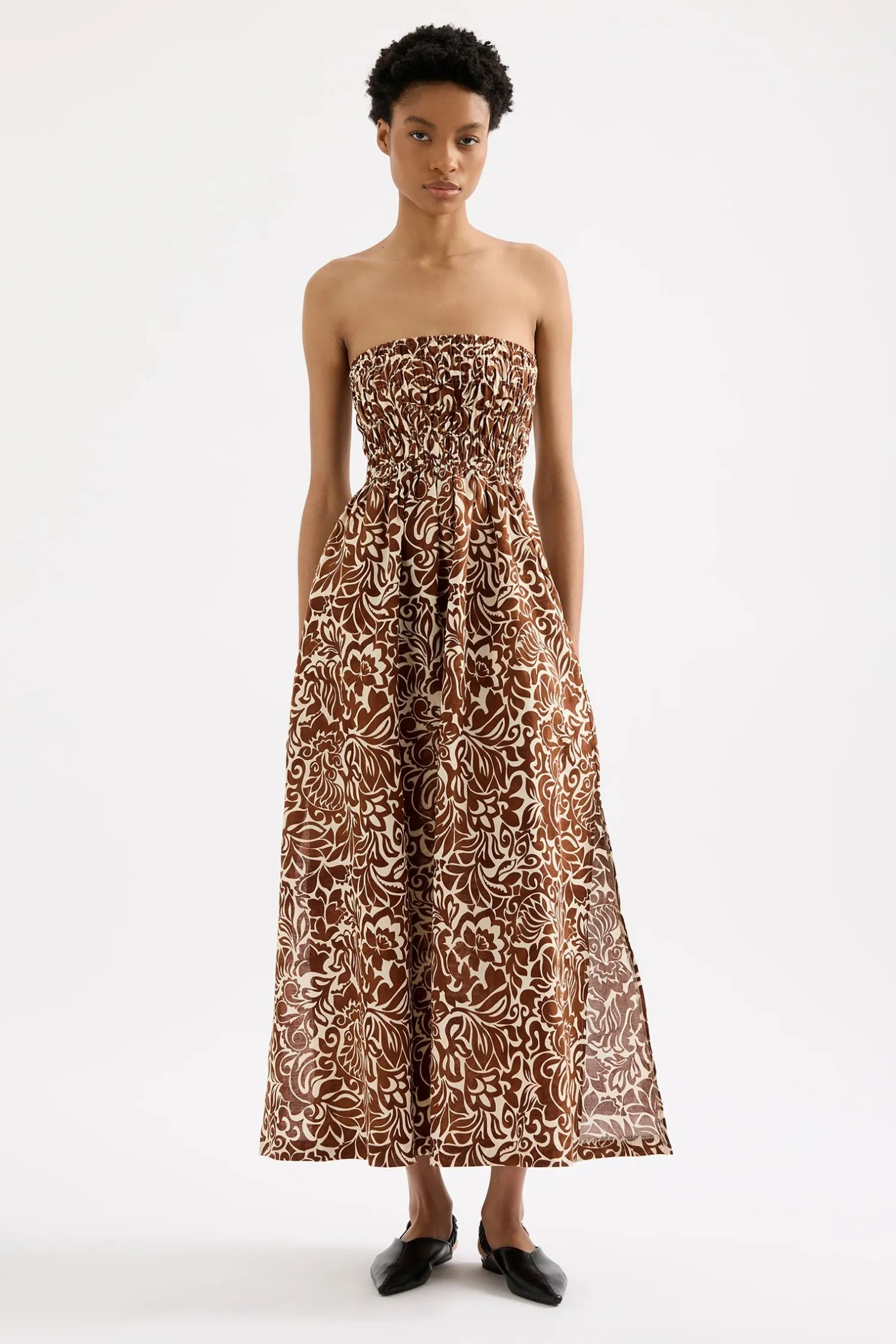 Women Nude Lucy Florense Shirred Maxi Dress