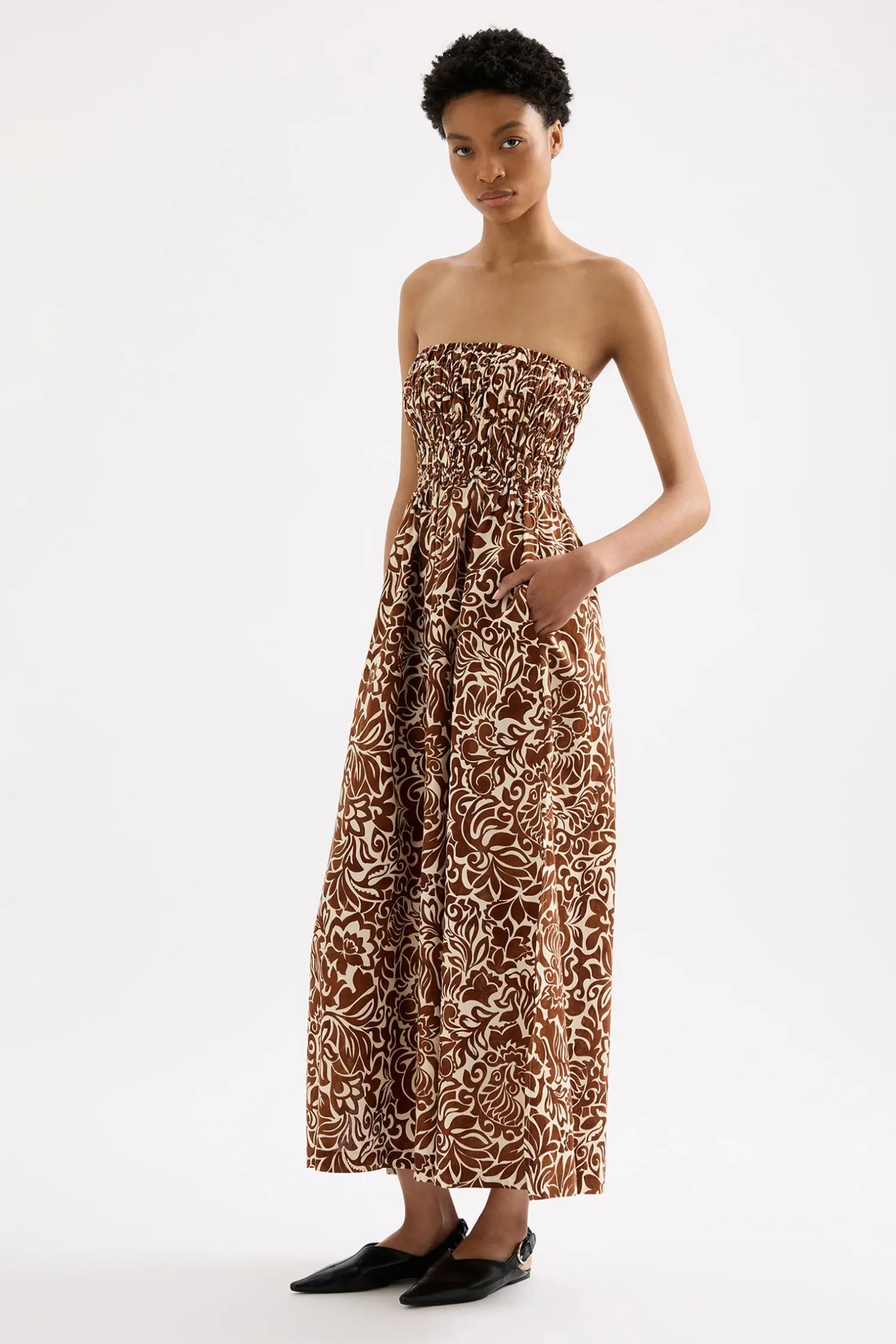 Women Nude Lucy Florense Shirred Maxi Dress