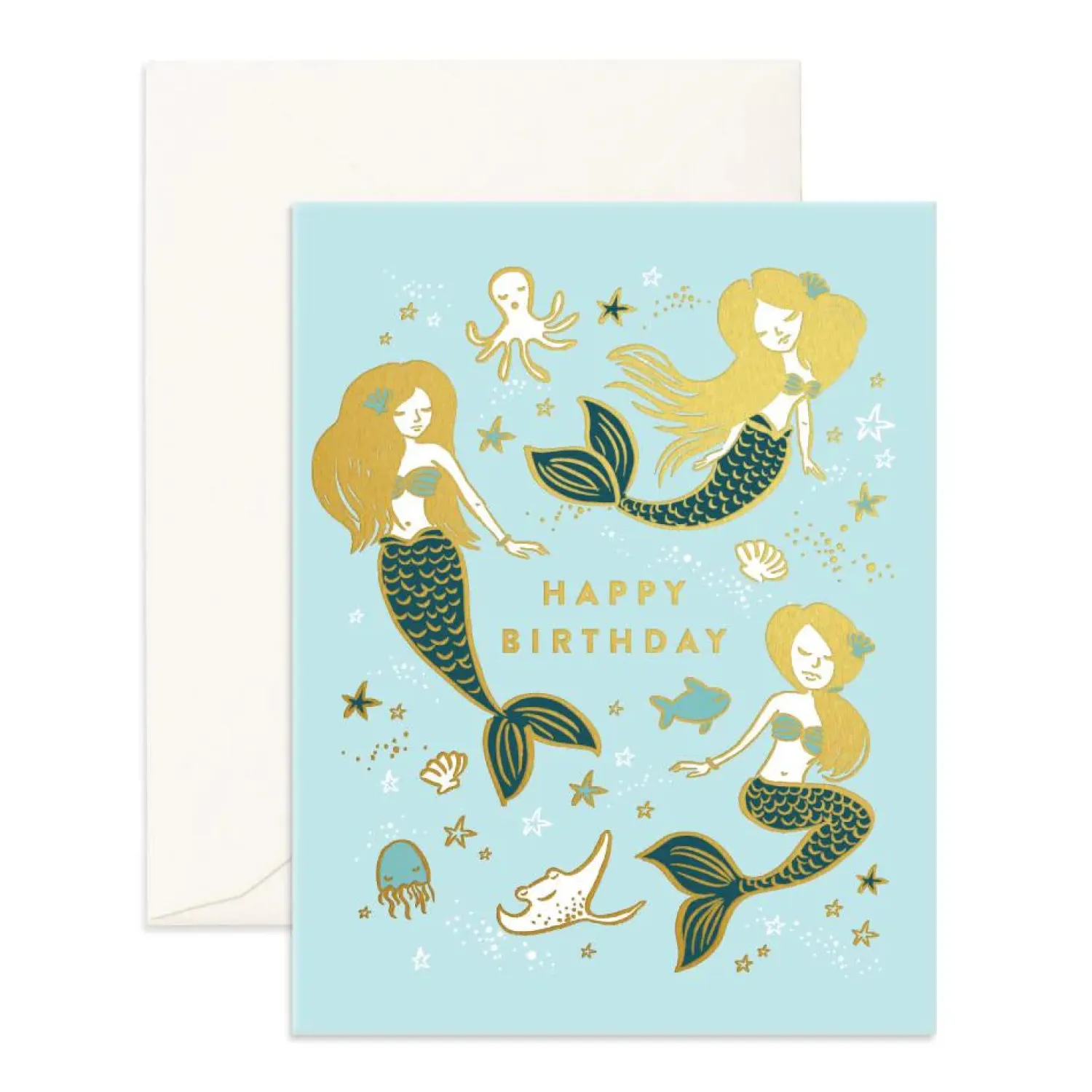 Fox & Fallow Happy Birthday Mermaids Greeting Card