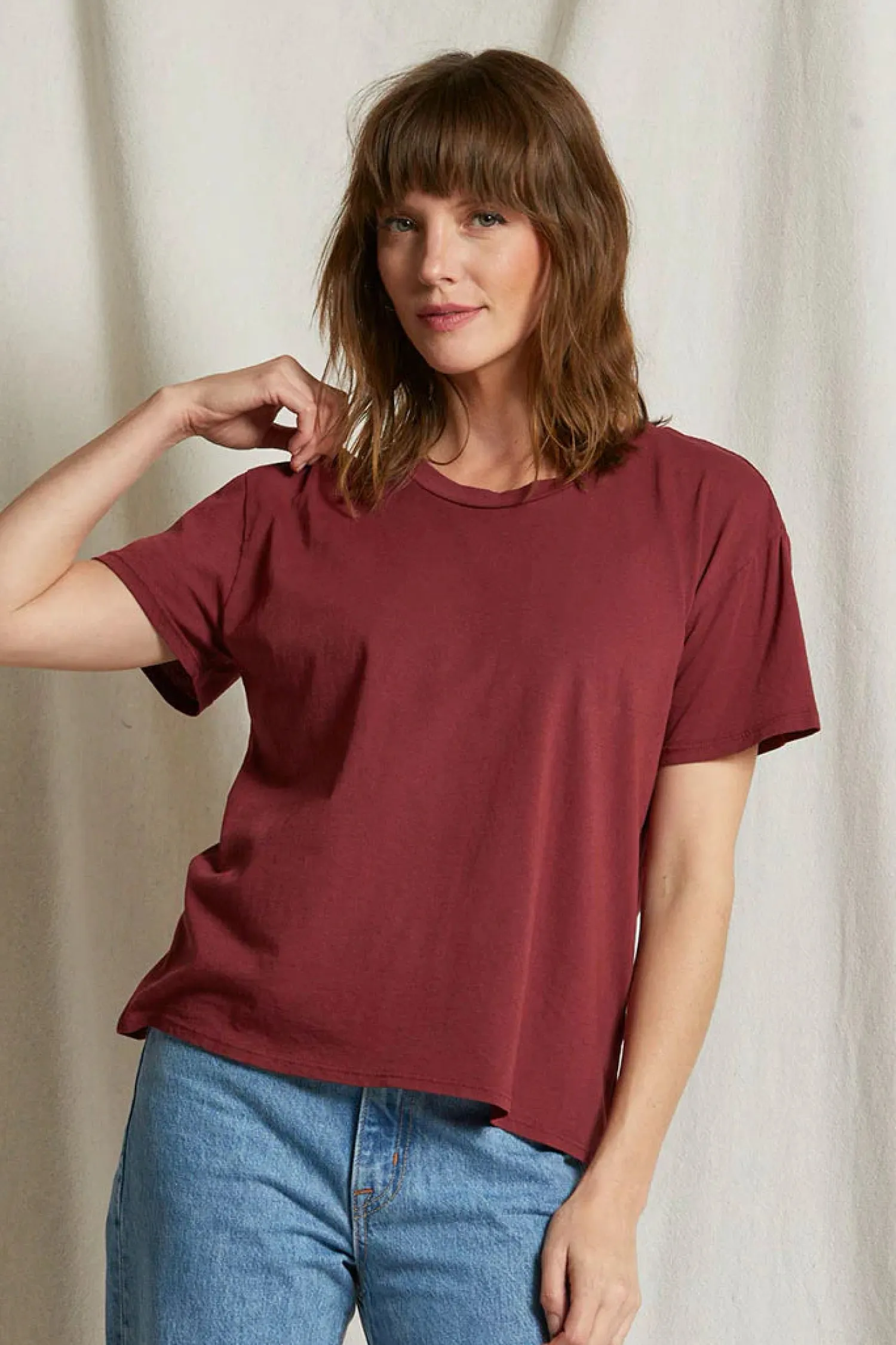 Women Perfect White Tee Harley Tee - Cranberry