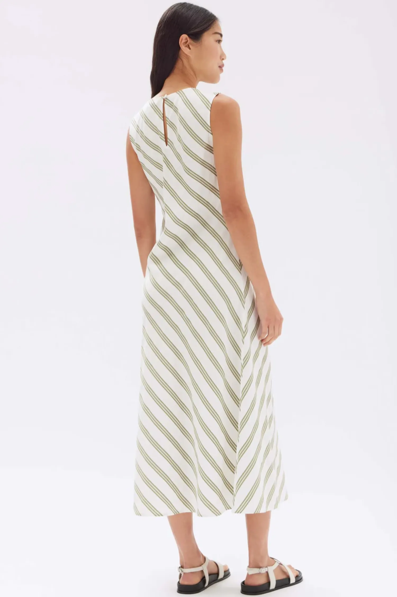 Women Assembly Label Isola Stripe Midi Dress - Pandan/Antique White