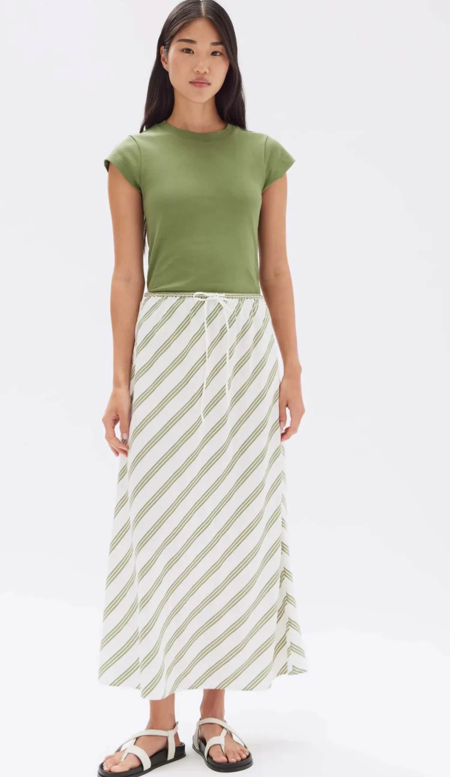 Women Assembly Label Isola Stripe Skirt - Pandan/Antique White