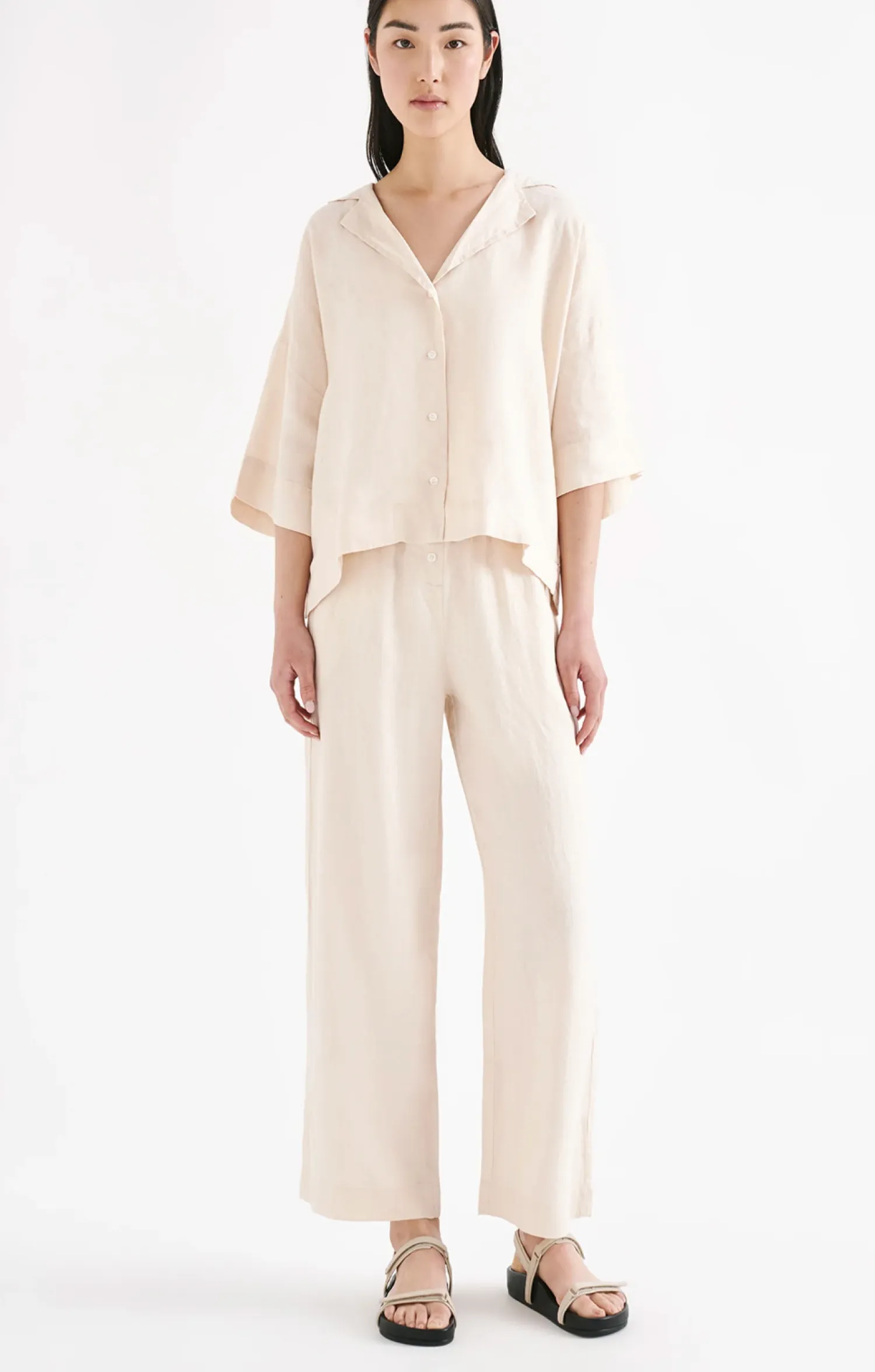 Women Nude Lucy Lounge Linen Shirt - Pannacotta