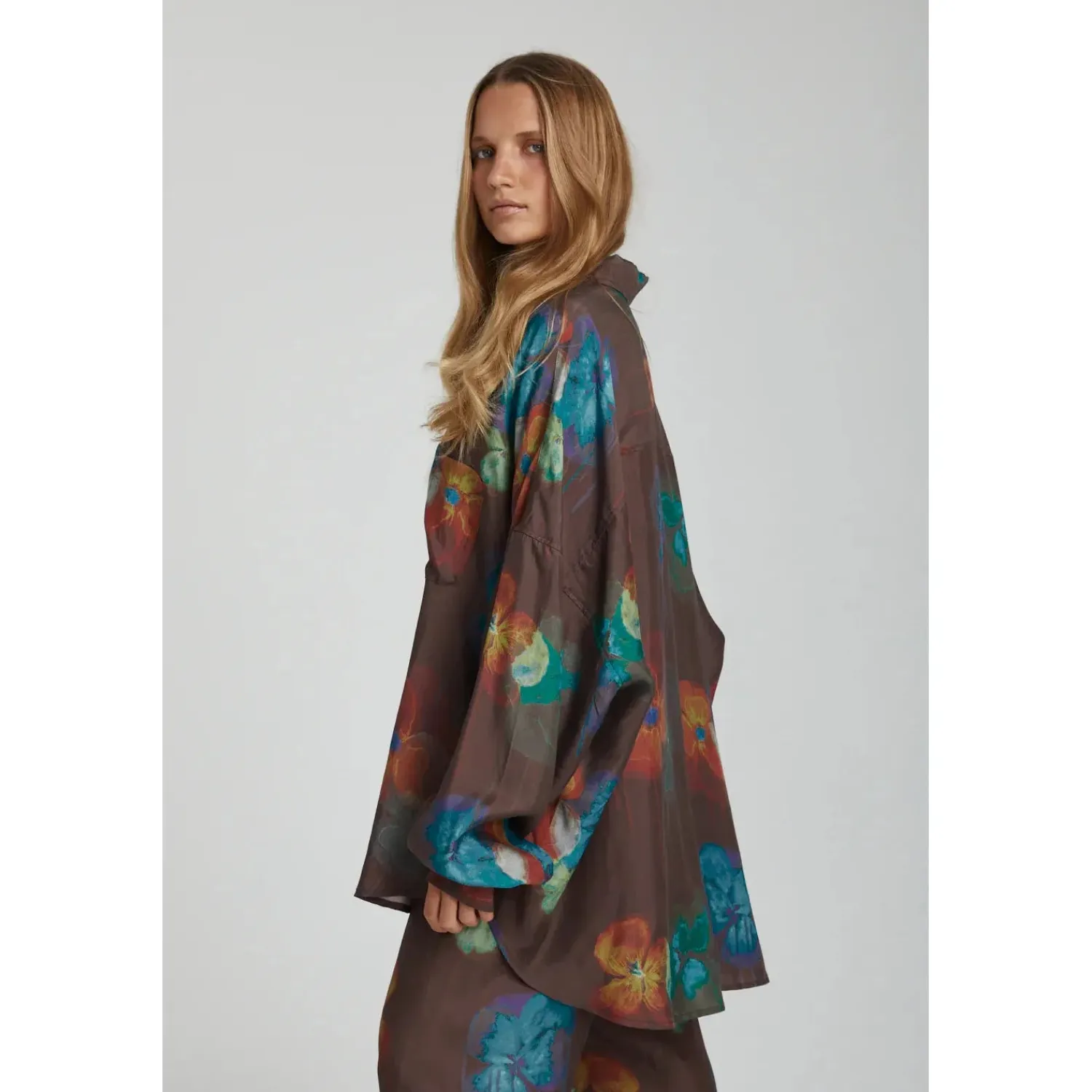 Women Summi Summi LS Oversized Shirt - Pansy Drip