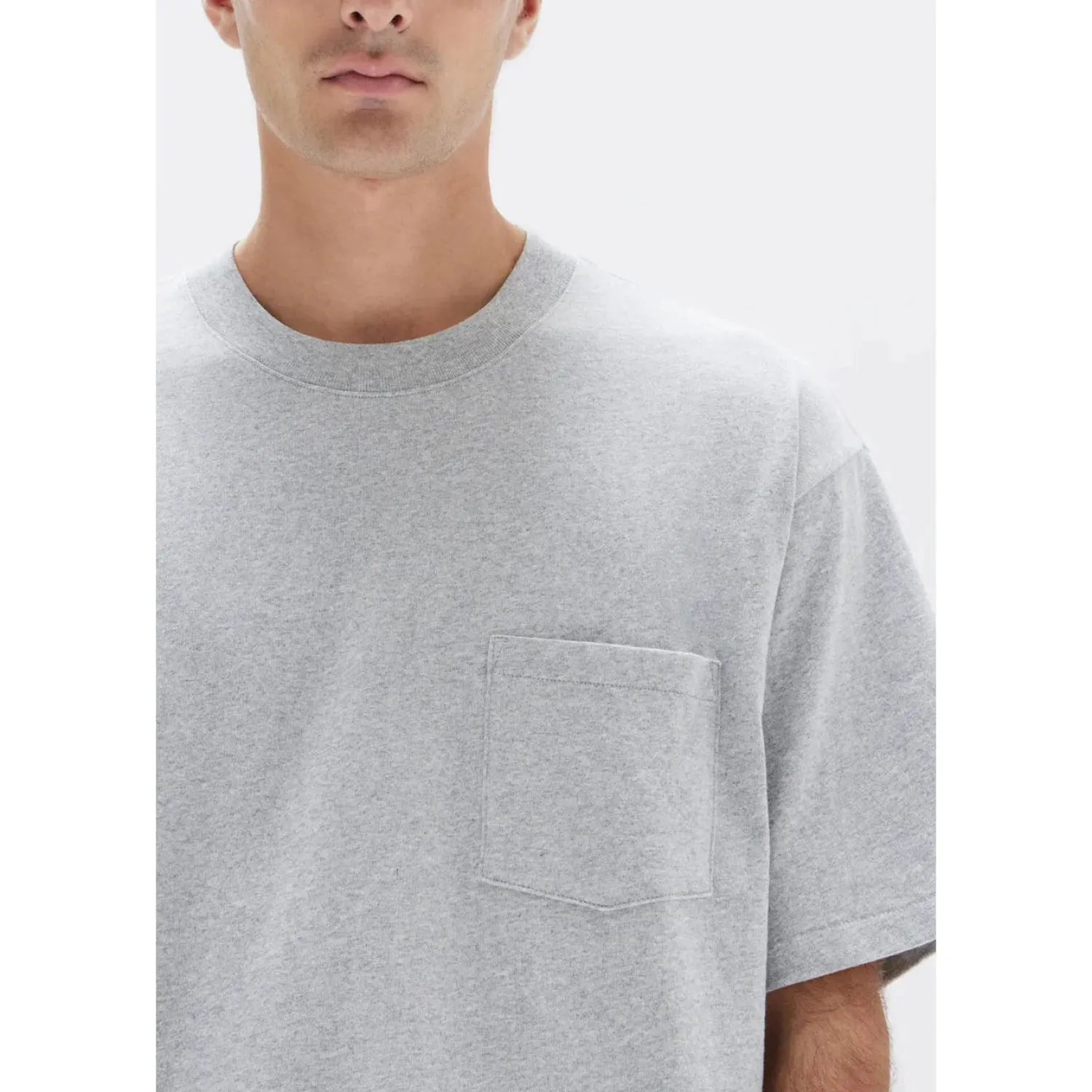 Assembly Label Lucas Cotton Short Sleeve Tee - Grey Marle