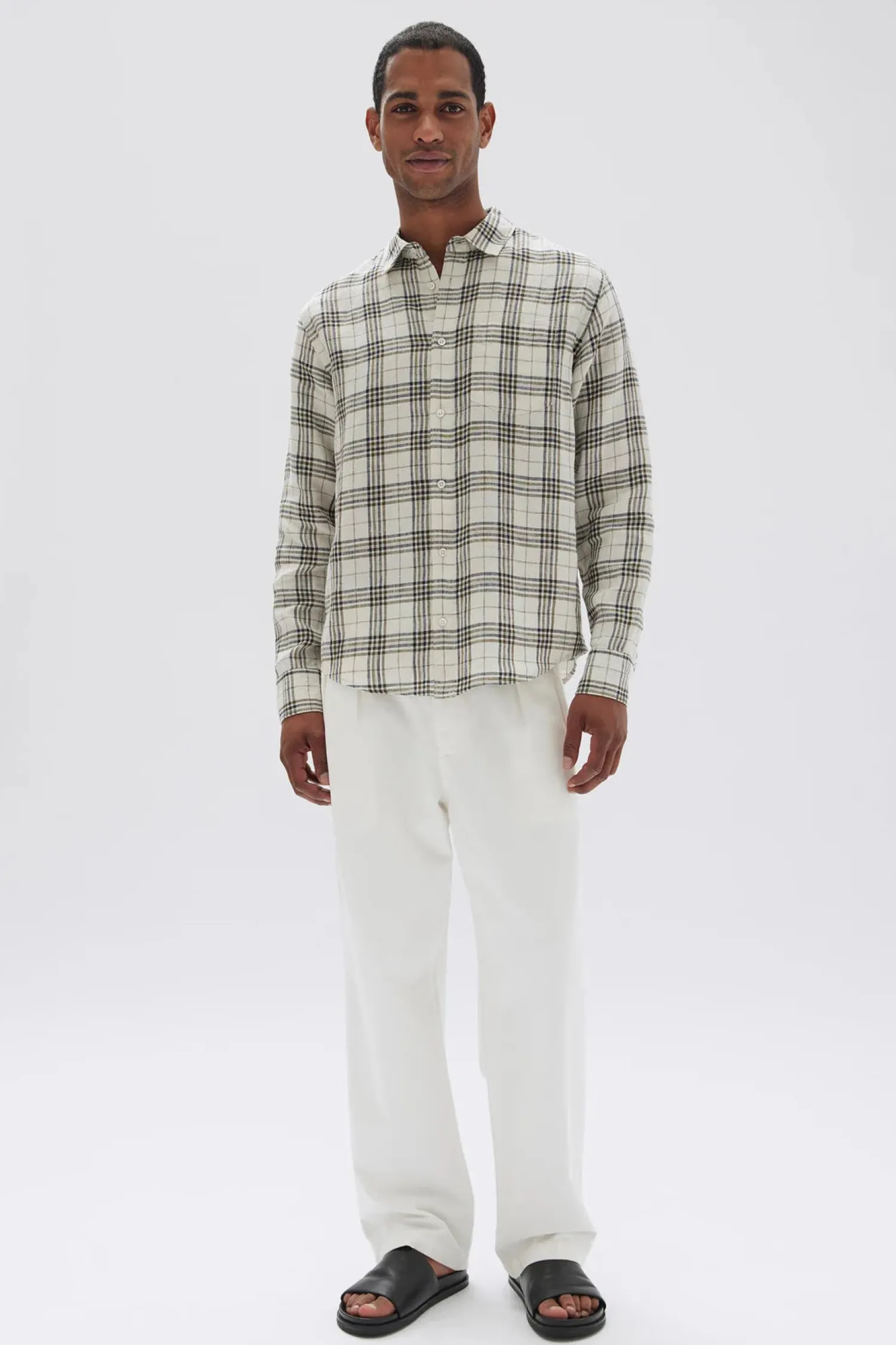 Assembly Label Mens Mercer Linen Check Shirt