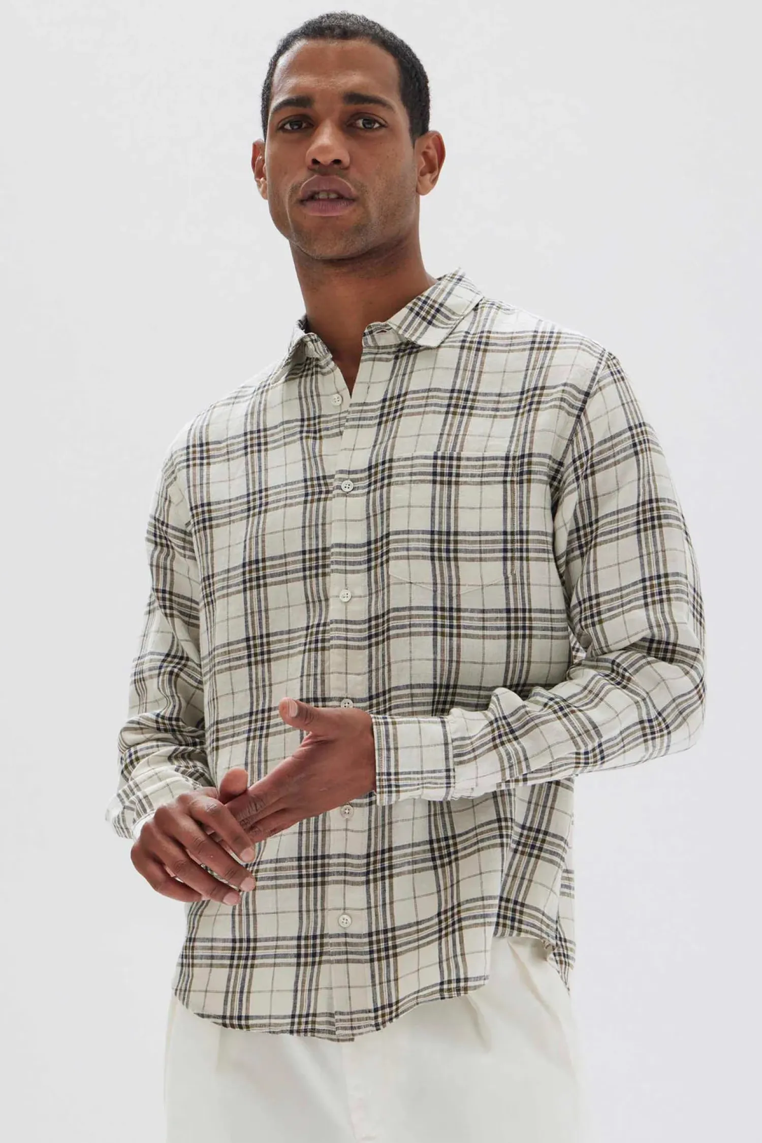 Assembly Label Mens Mercer Linen Check Shirt