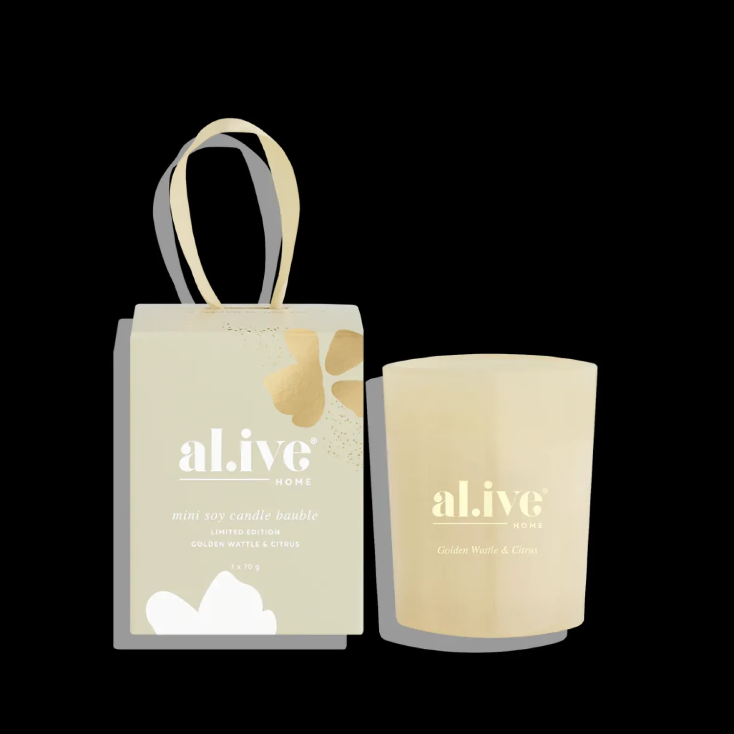 Al.ive Body Mini Soy Candle Bauble - Golden Wattle & Citrus