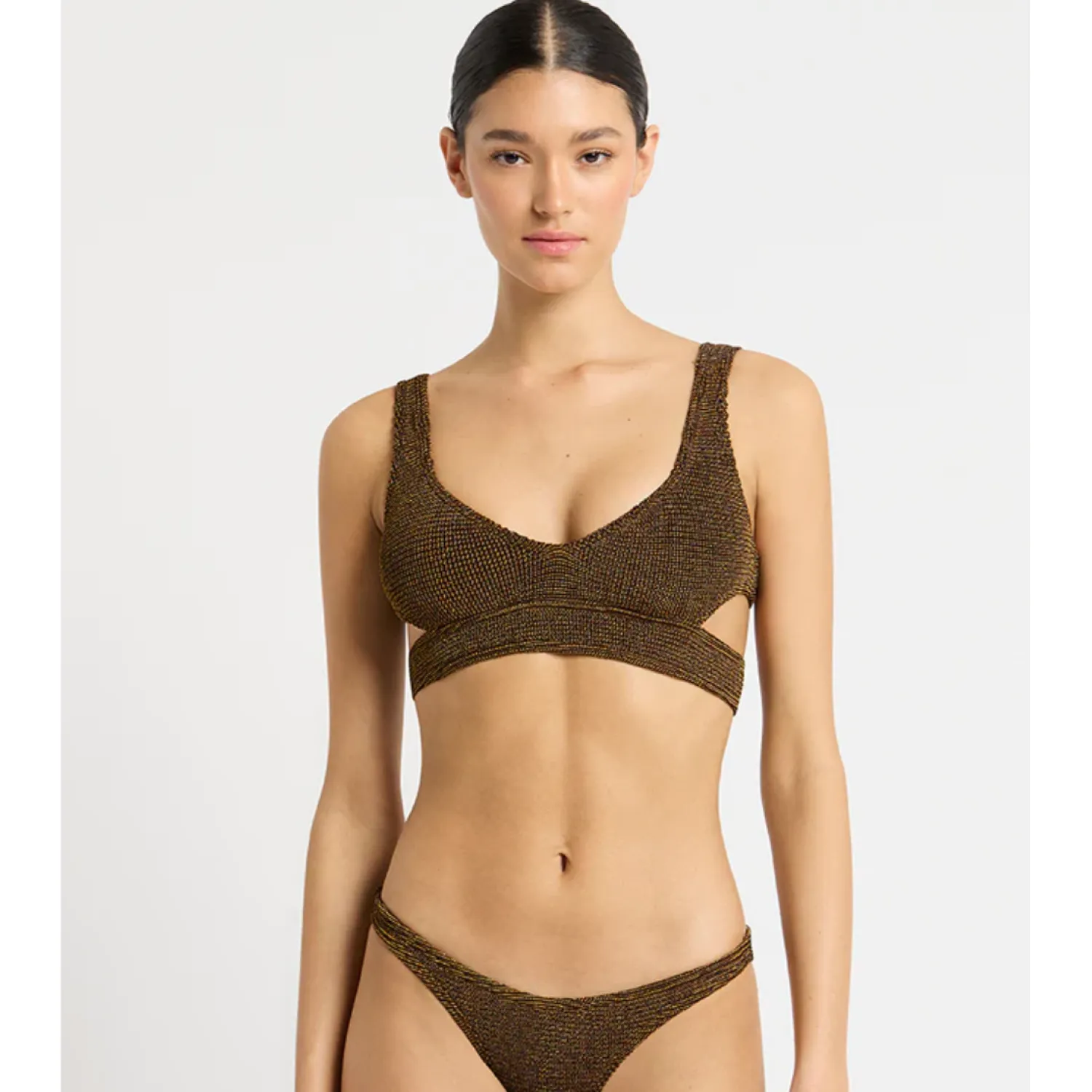 Women Bond-Eye Swim Nino Crop - Cocoa Lurex