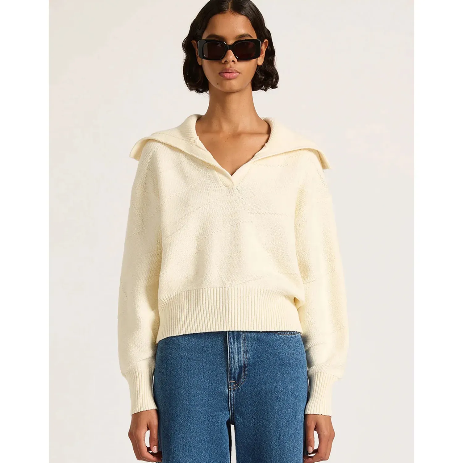 Women Nude Lucy Addison Rugby Knit - Cloud