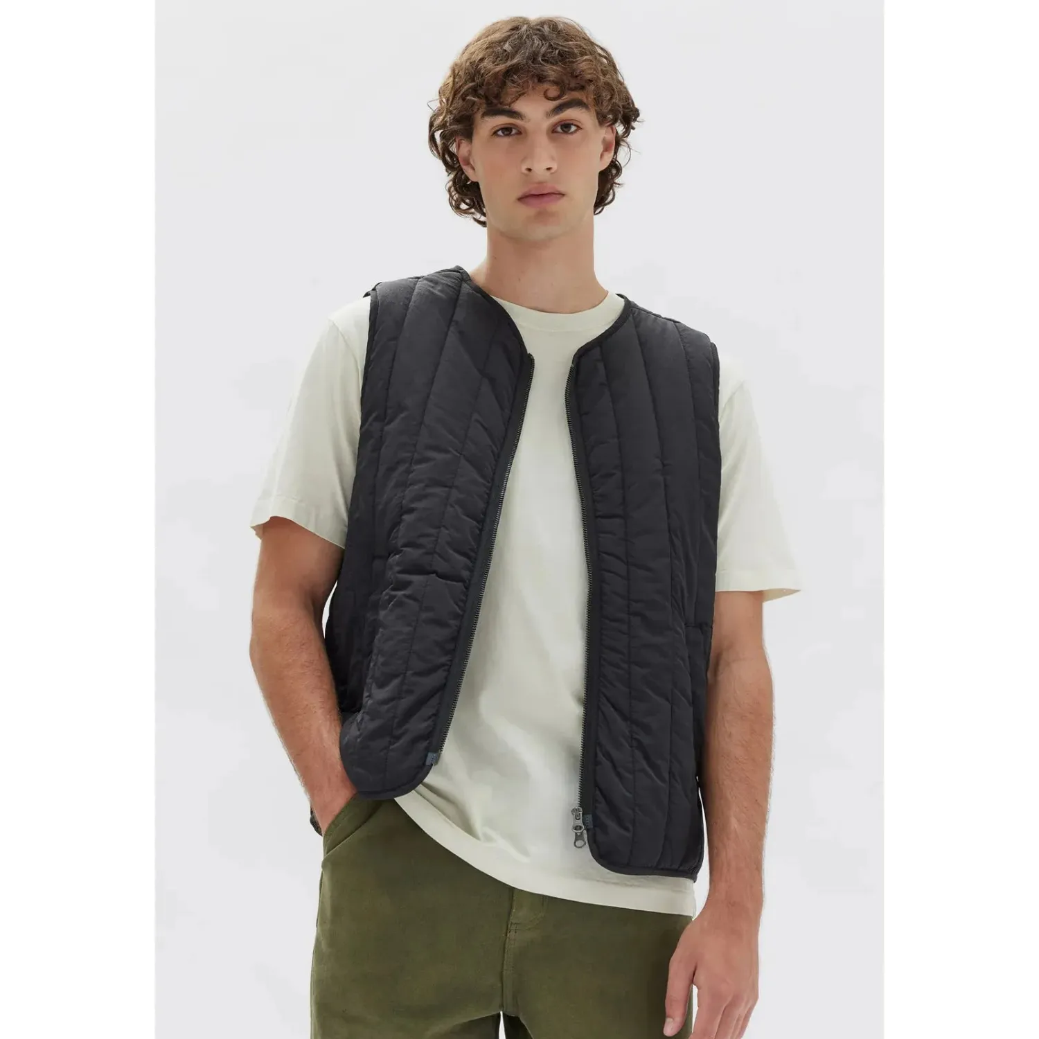 Assembly Label Mens Nylon Liner Vest - Black