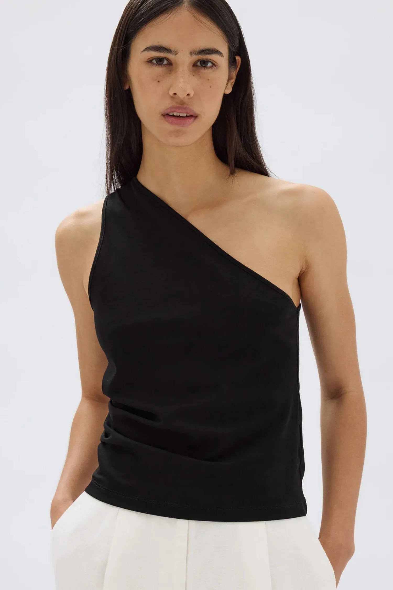 Women Assembly Label Orchid Jersey One Shoulder Top - Black