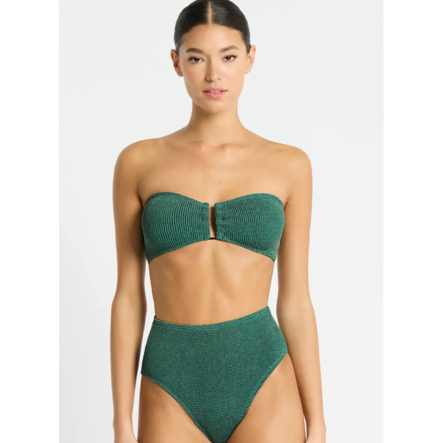 Women Bond-Eye Swim Palmer Brief - Bottle Green Lurex