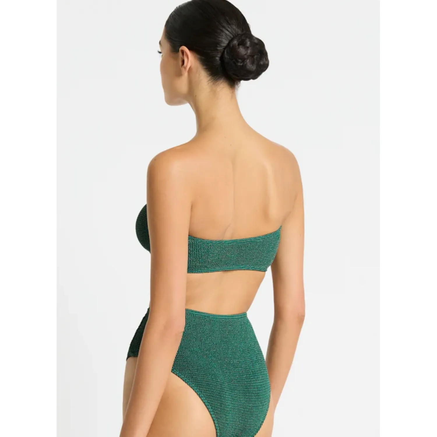 Women Bond-Eye Swim Palmer Brief - Bottle Green Lurex