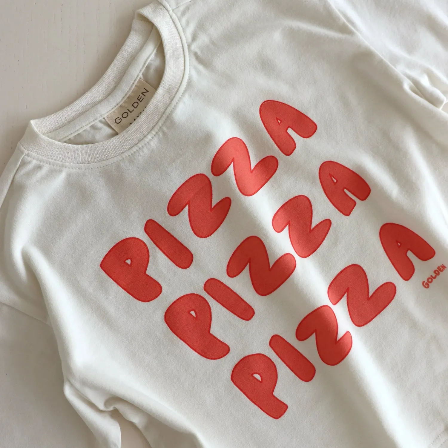 Golden Children Pizza Mid Sleeve Tee - Eggnog