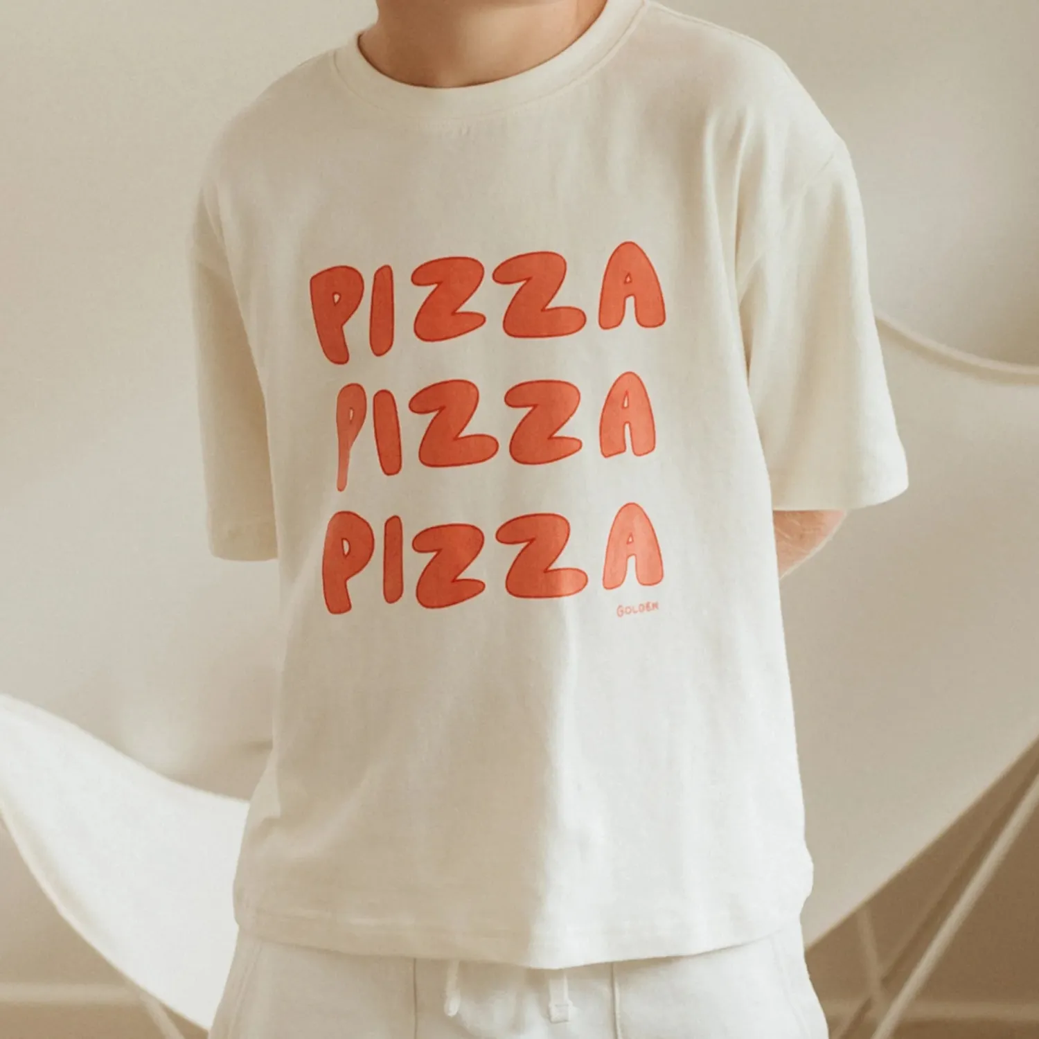 Golden Children Pizza Mid Sleeve Tee - Eggnog