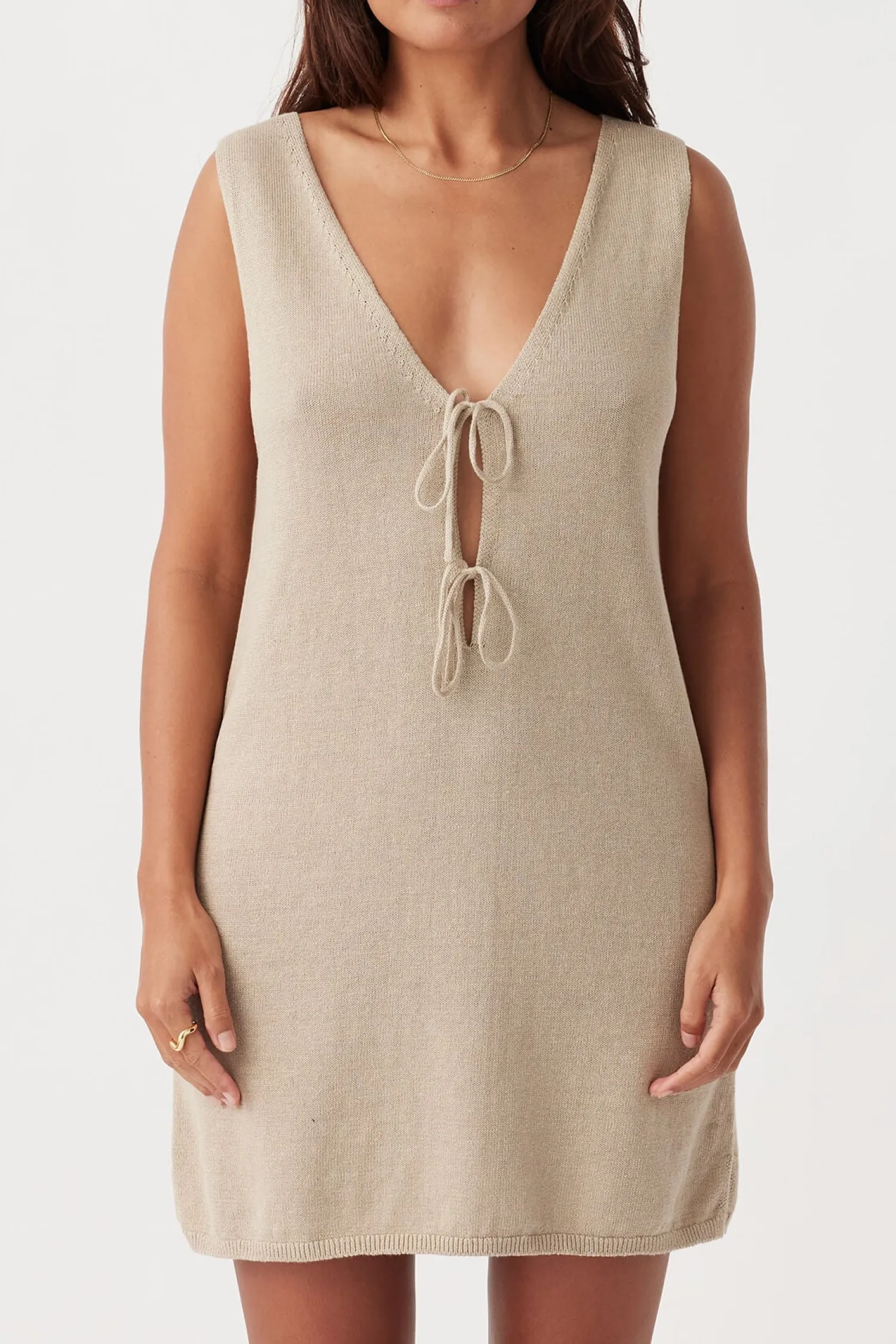 Women Arcaa Movement Poppy Organic Cotton Linen Mini Dress - Taupe