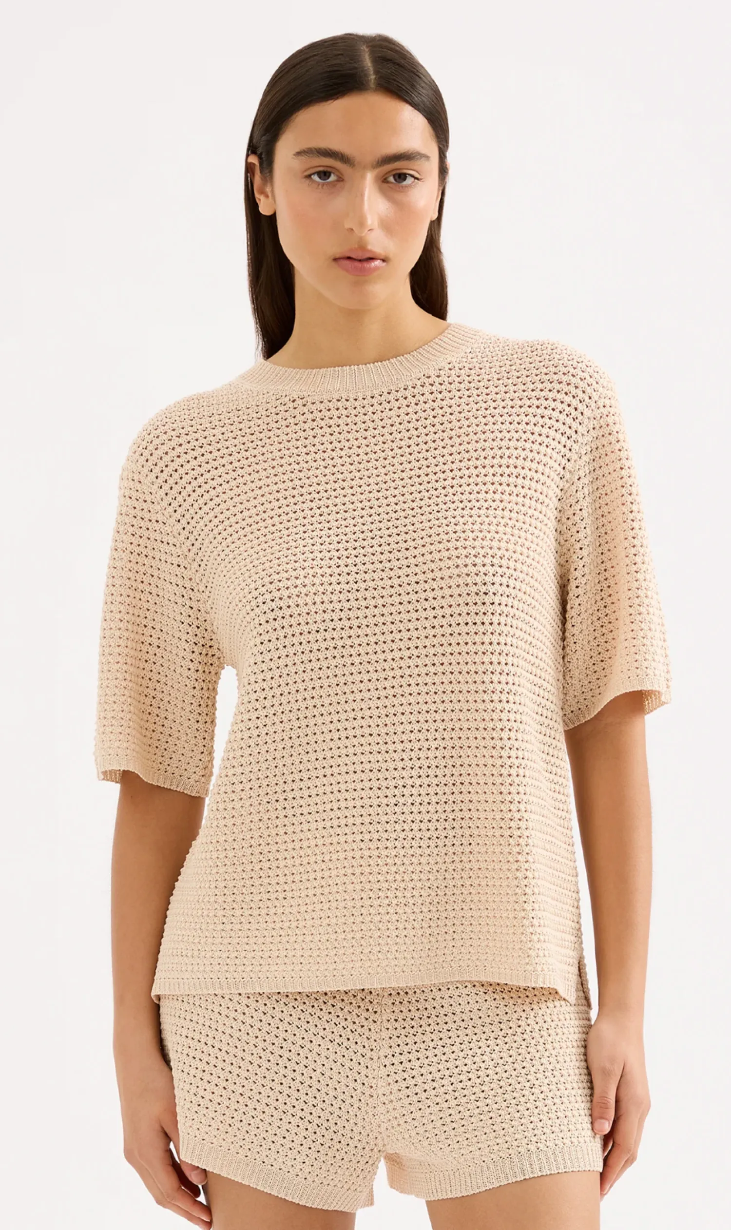 Women Nude Lucy Sawyer Crochet Tee - Cream