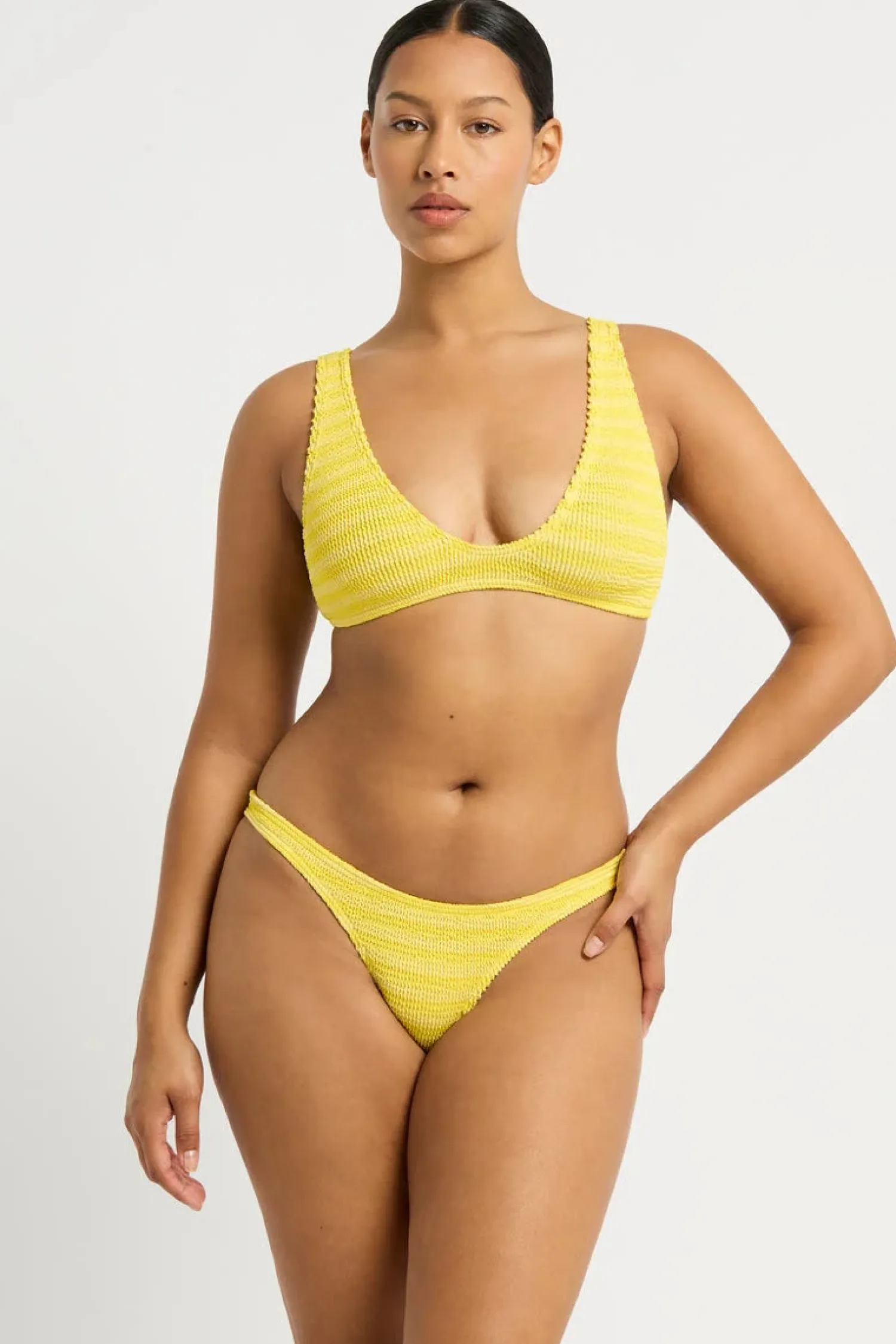 Women Bond-Eye Swim Scout Crop - Limoncello Stripe