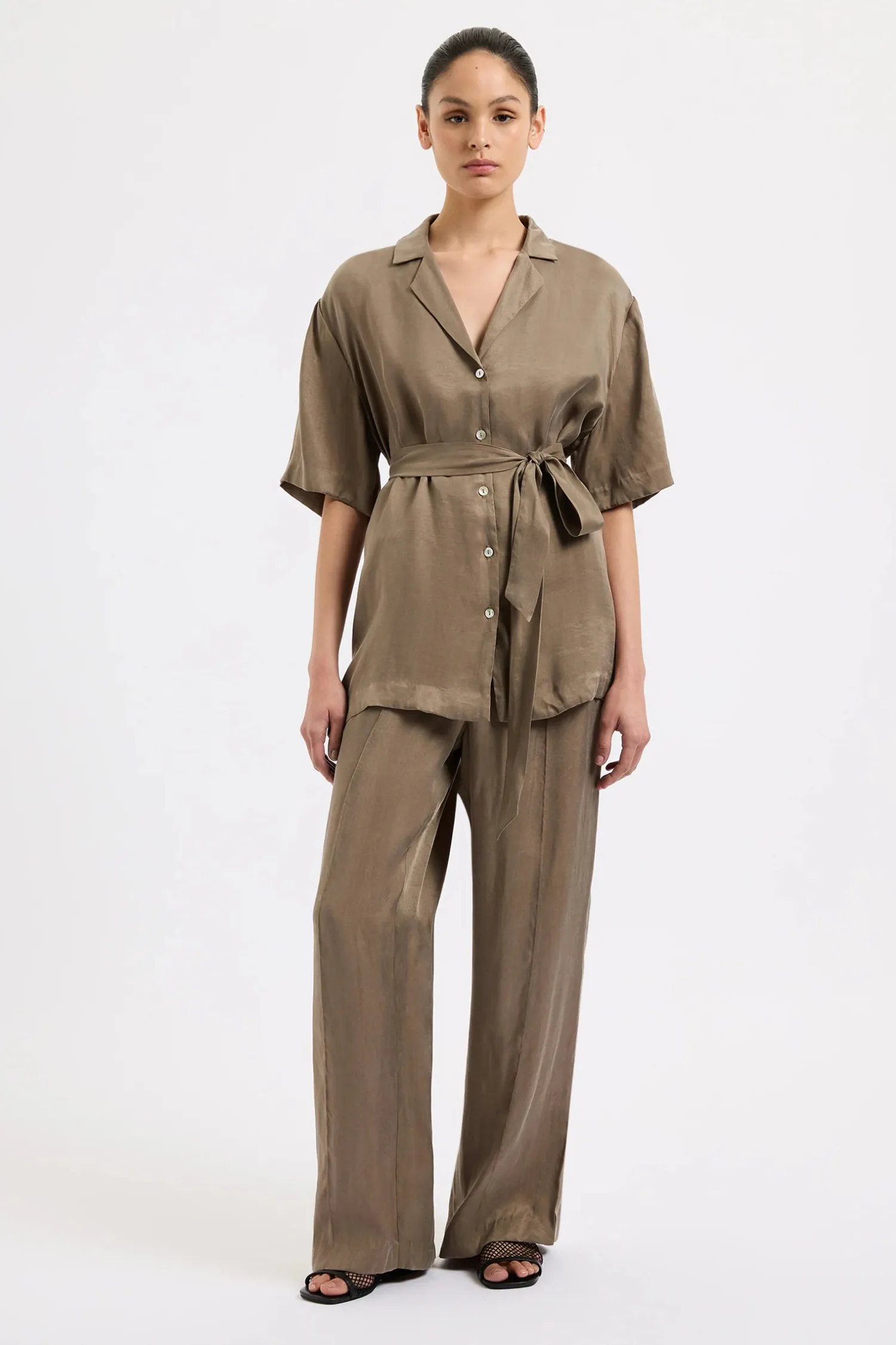 Women Nude Lucy Seshni Tencel Shirt - Chestnut