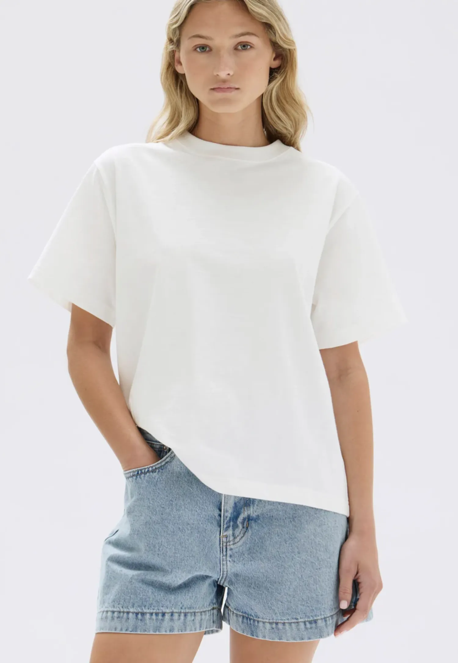 Women Assembly Label Slub Short Sleeve Tee - White