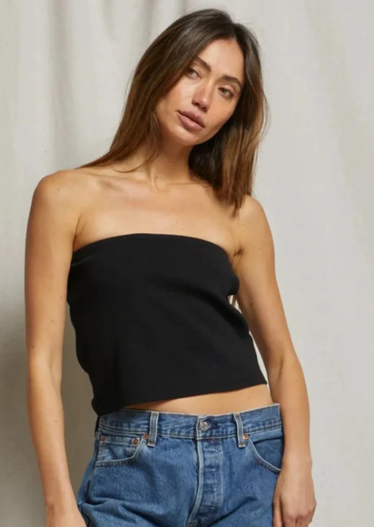 Women Perfect White Tee Talula Blondie Tube Top - Black