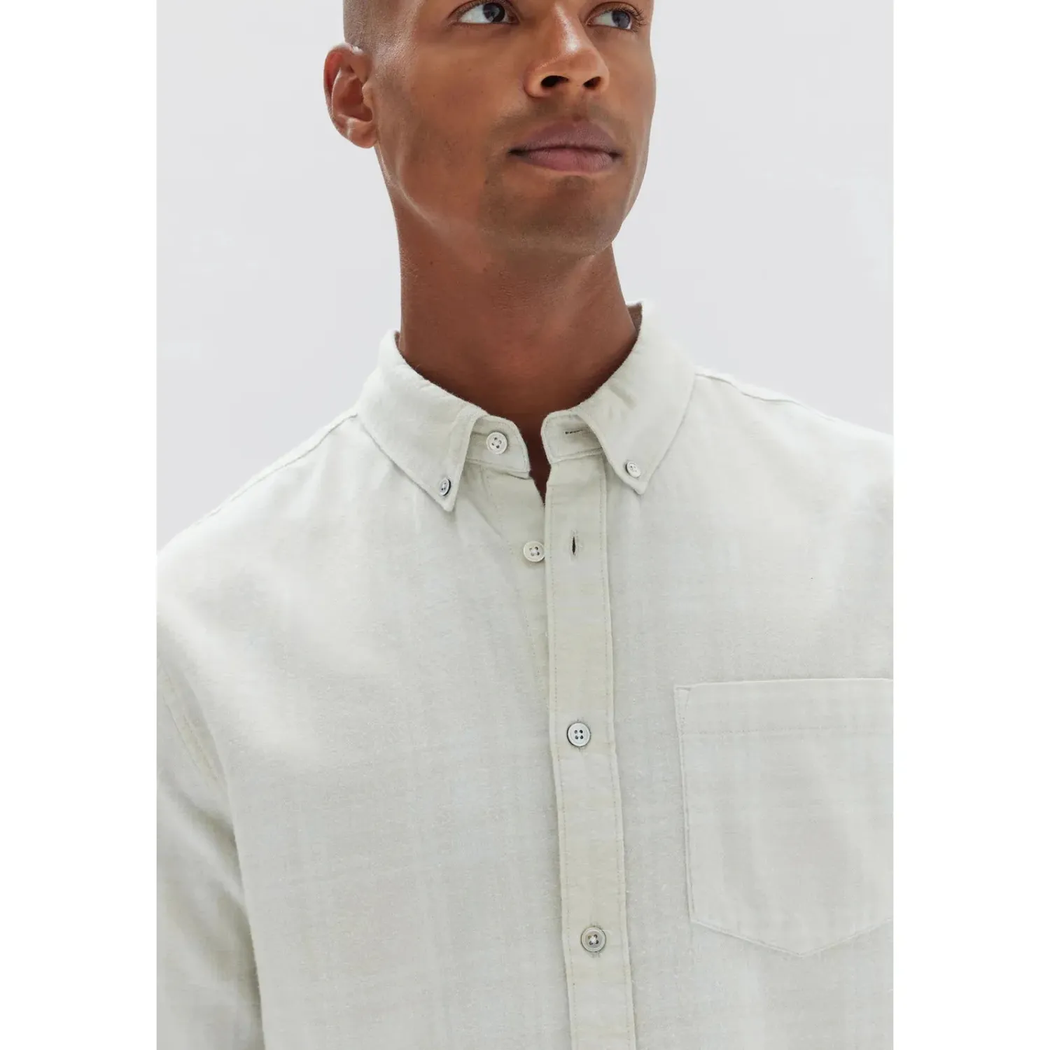 Assembly Label Mens Tanner Brushed Check Shirt - Limestone Check