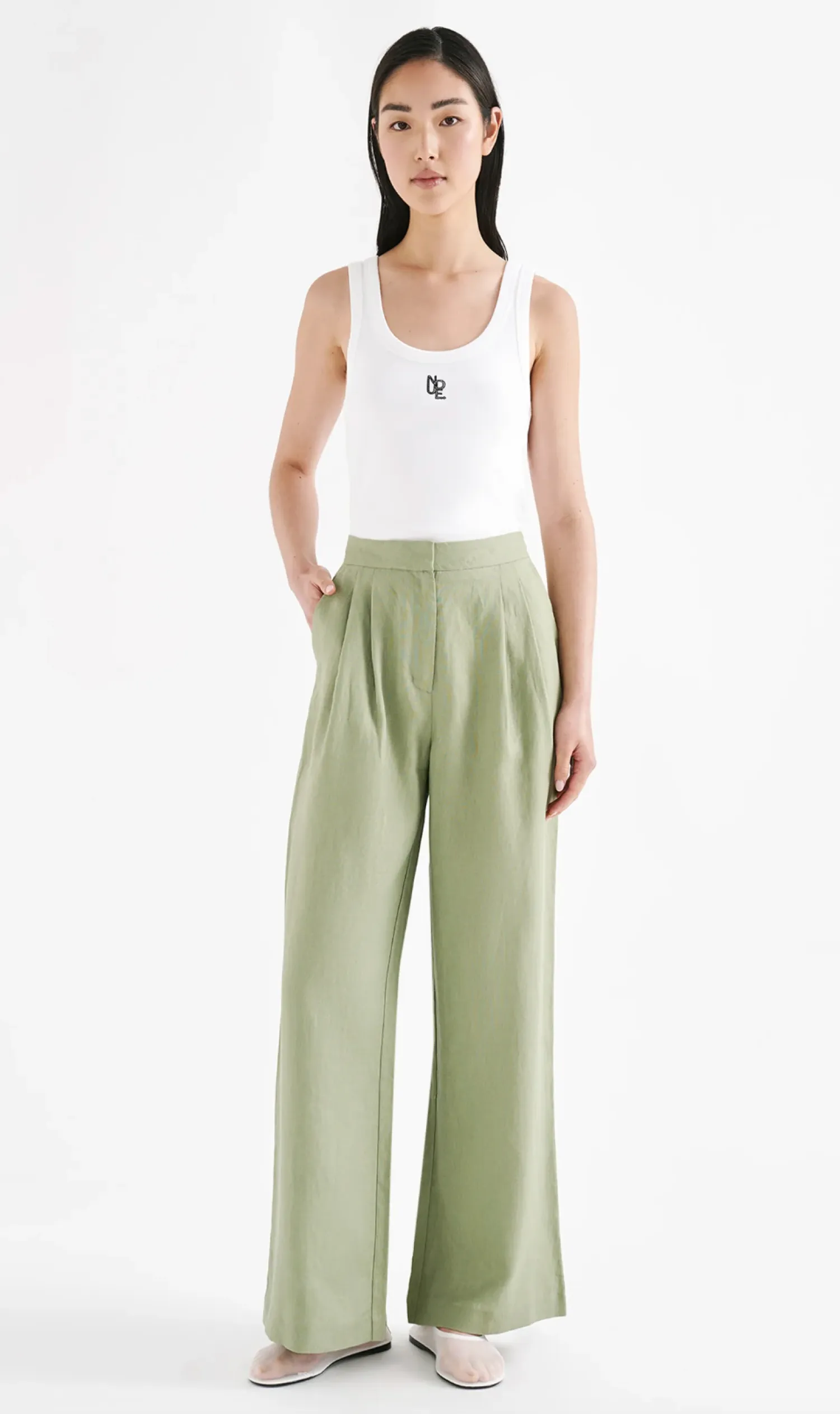 Women Nude Lucy Thilda Linen Pant - Sage