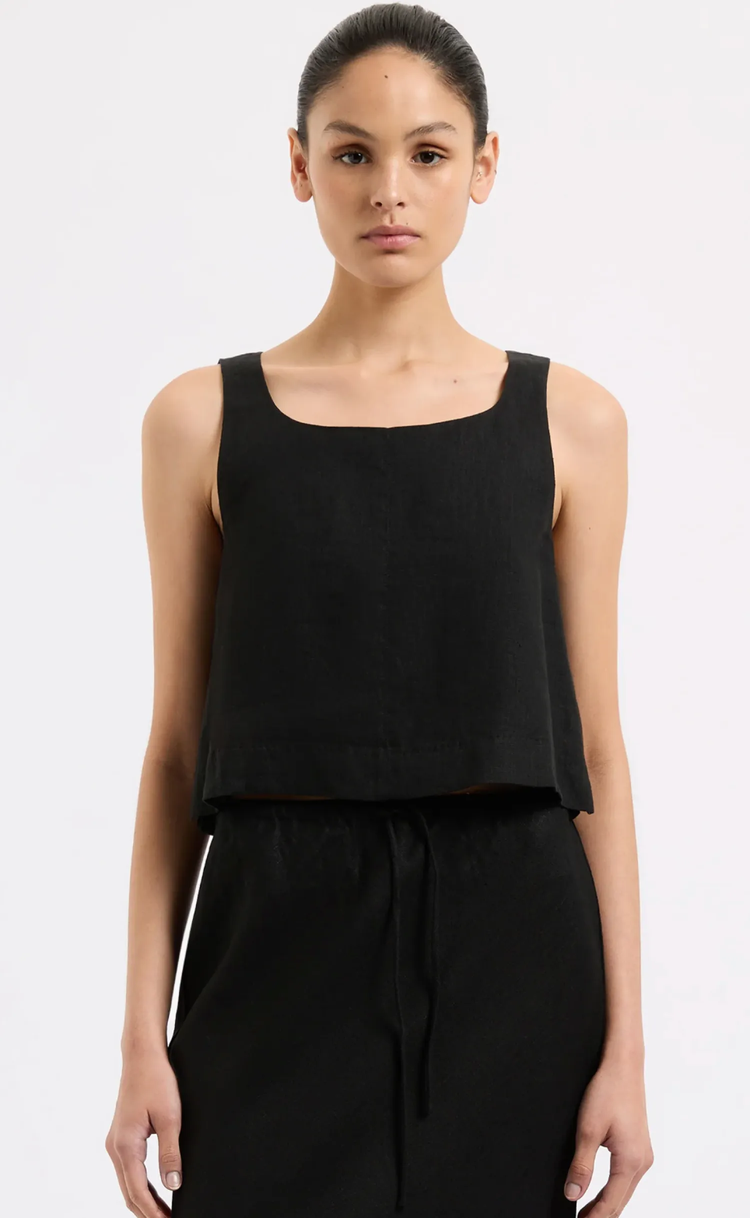 Women Nude Lucy Thilda Linen Top - Black