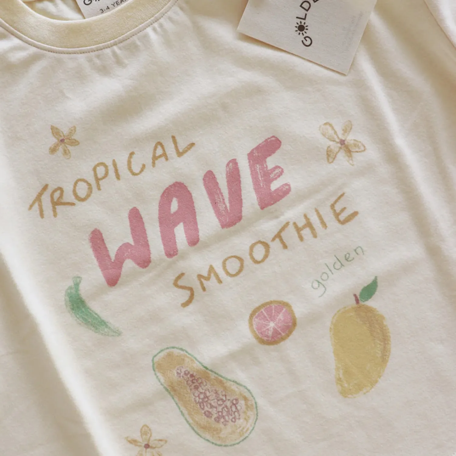 Golden Children Tropical Wave Mid Sleeve Tee - Vanilla Parfait