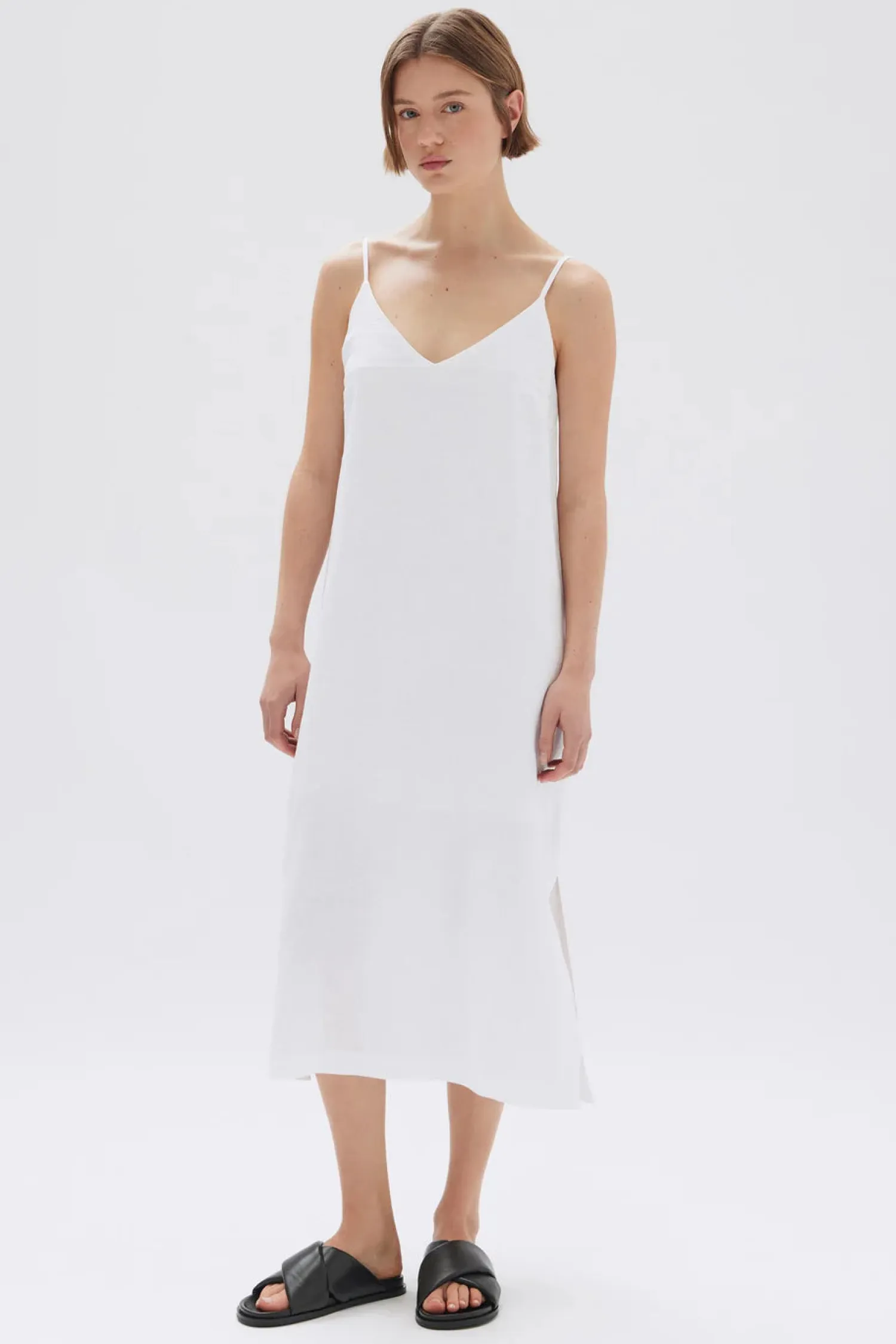 Women Assembly Label Vallory Linen Slip Dress - White