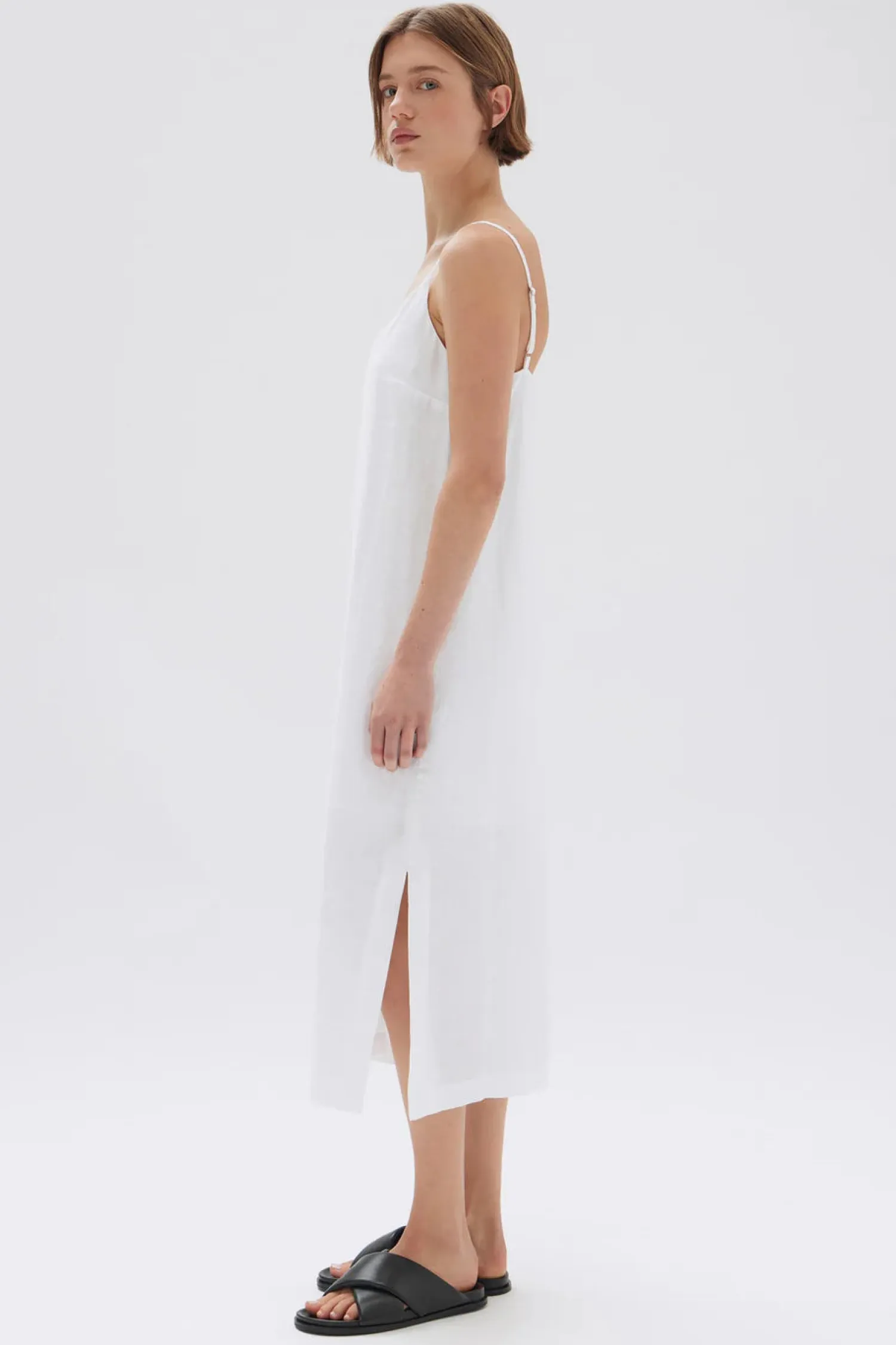 Women Assembly Label Vallory Linen Slip Dress - White