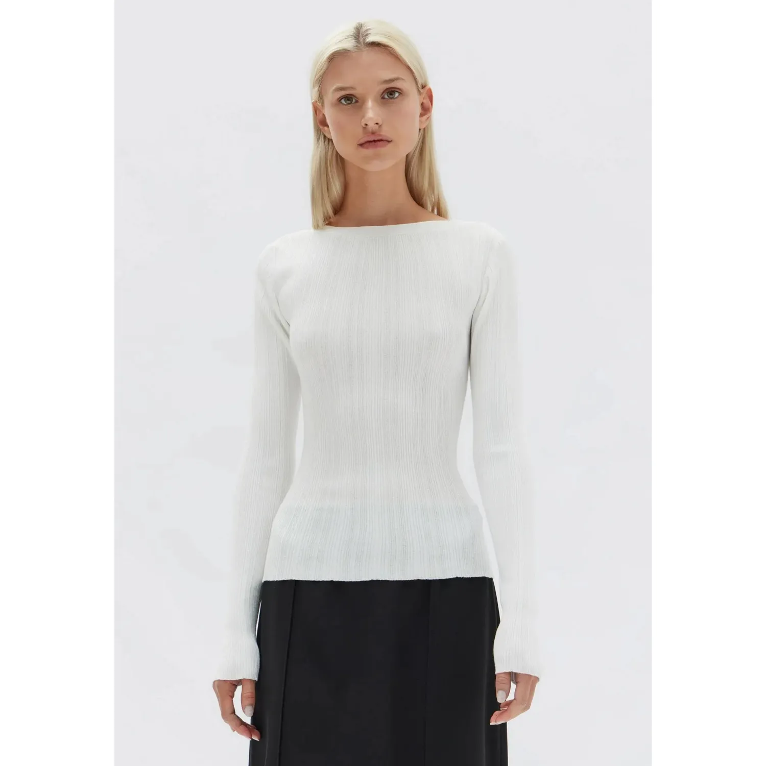 Women Assembly Label Vienna Knit Long Sleeve Top - Antique White