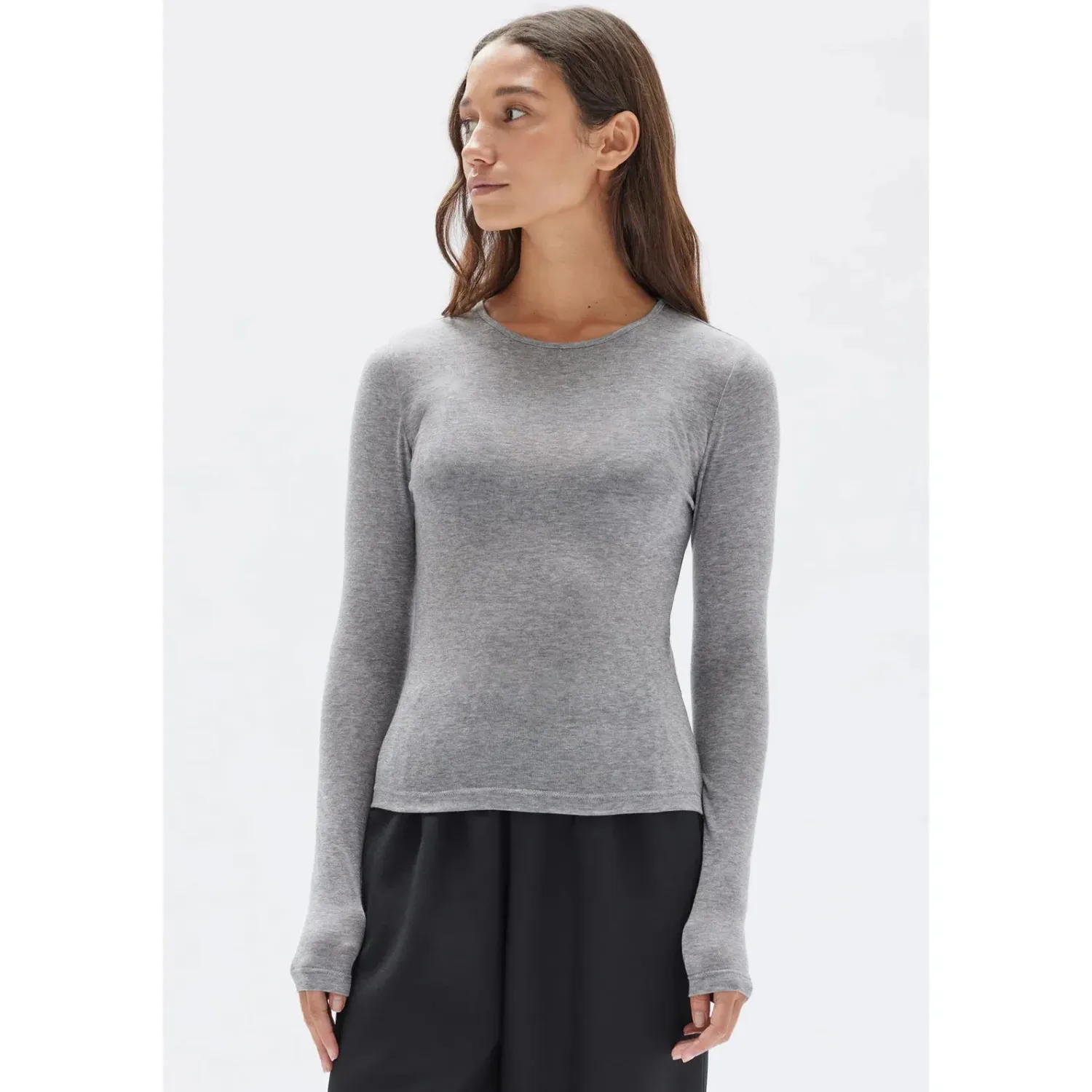 Women Assembly Label Violet Long Sleeve Tee - Grey Marle