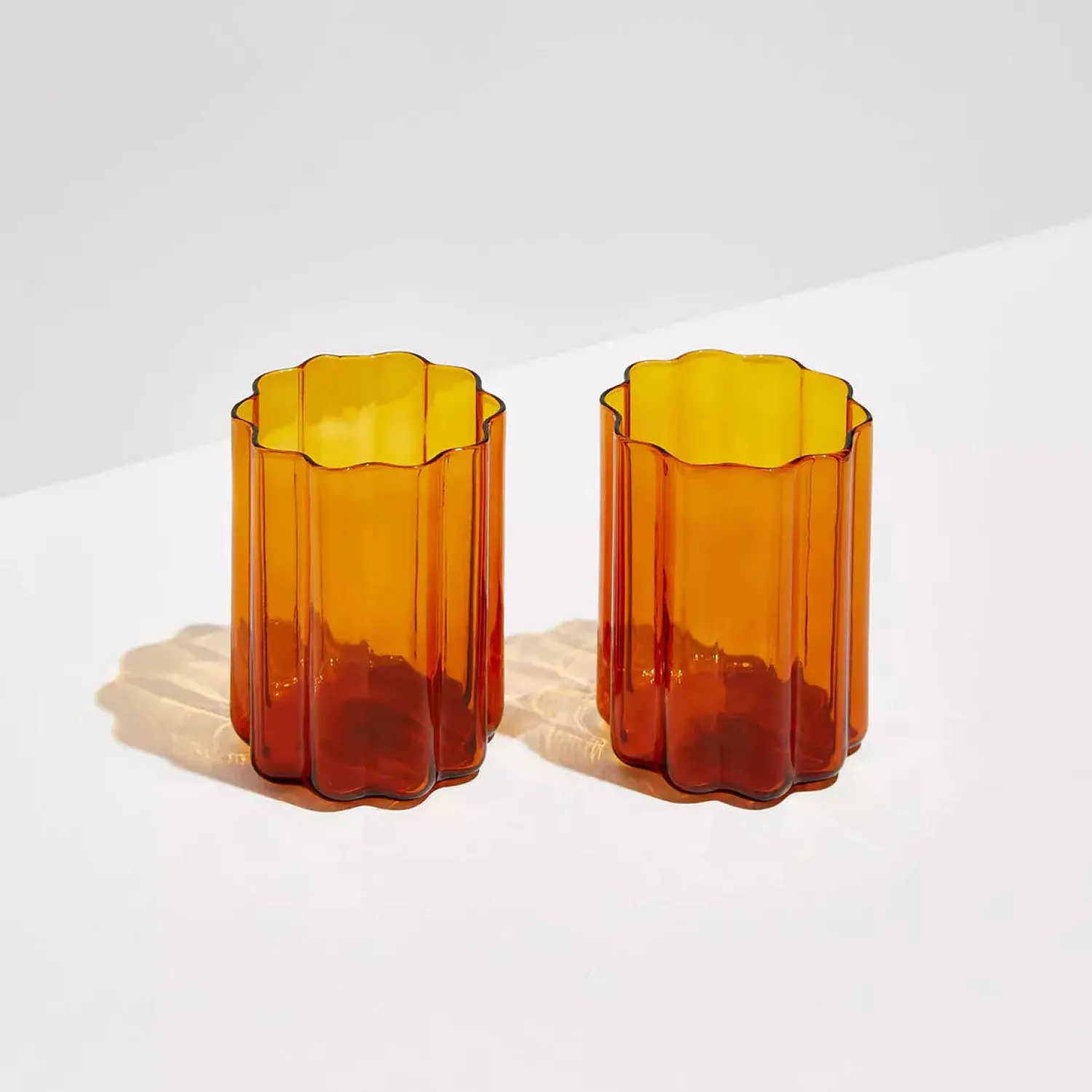 FAZEEK Wave Glass Set Of 2 - Amber