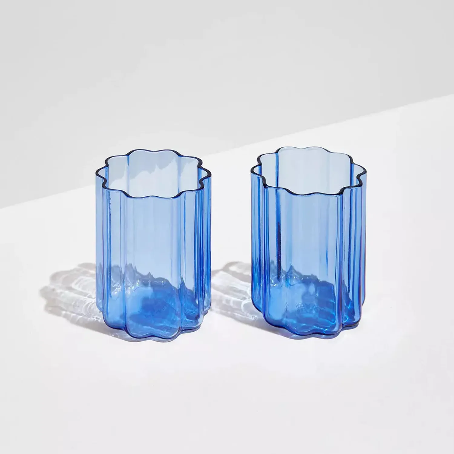 FAZEEK Wave Glass Set Of 2 - Blue