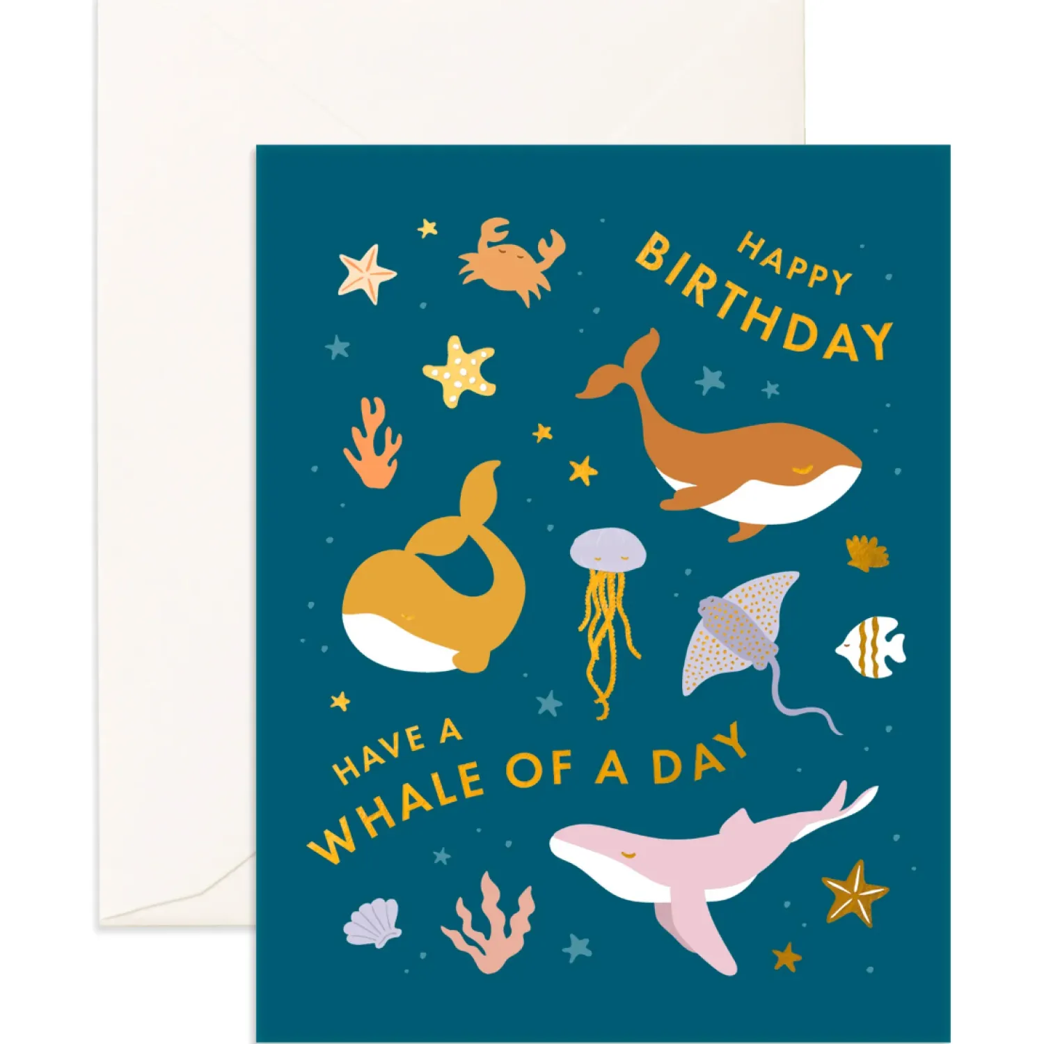 Fox & Fallow Whale Of A Day Greeting Card