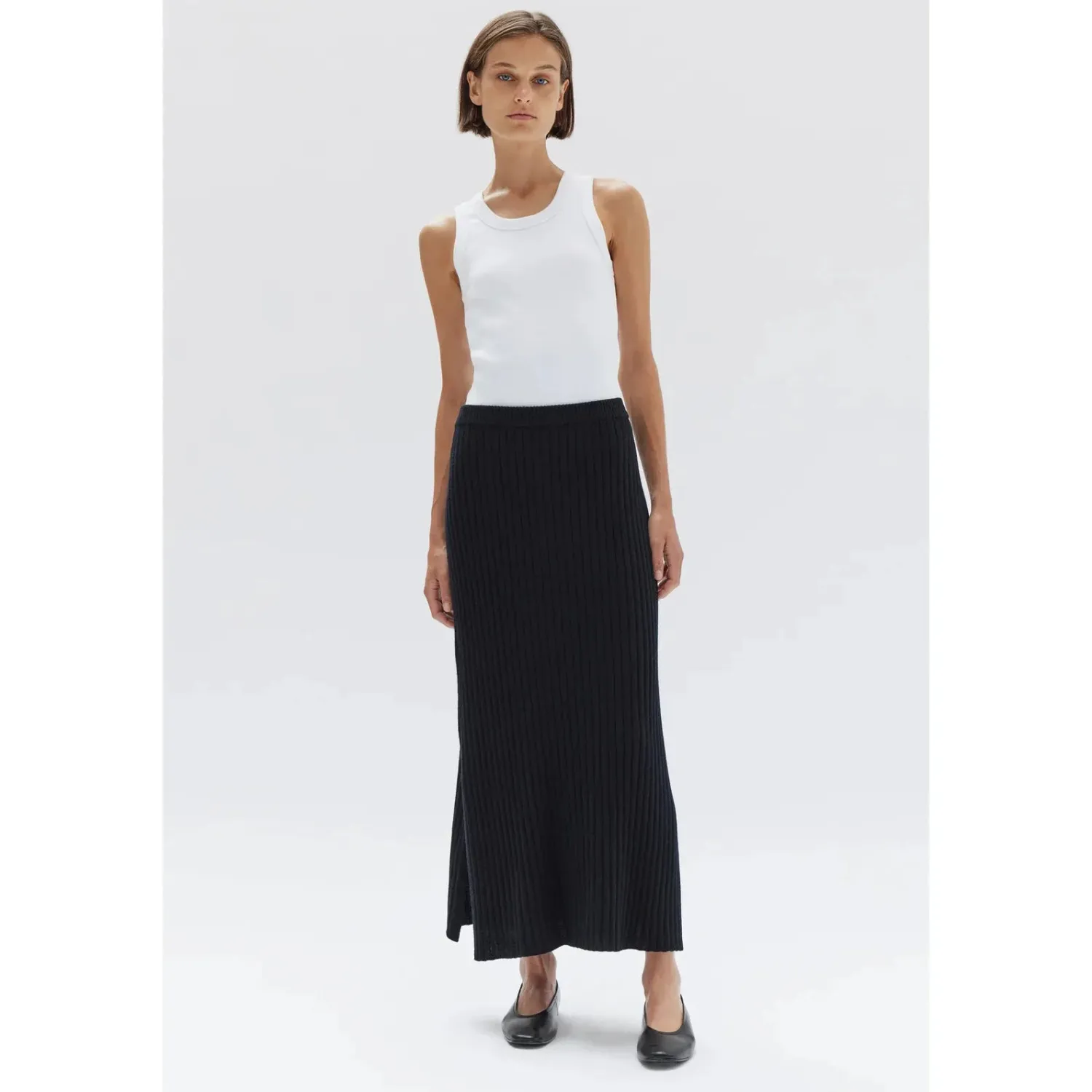 Women Assembly Label Wool Cashmere Rib Skirt - Black