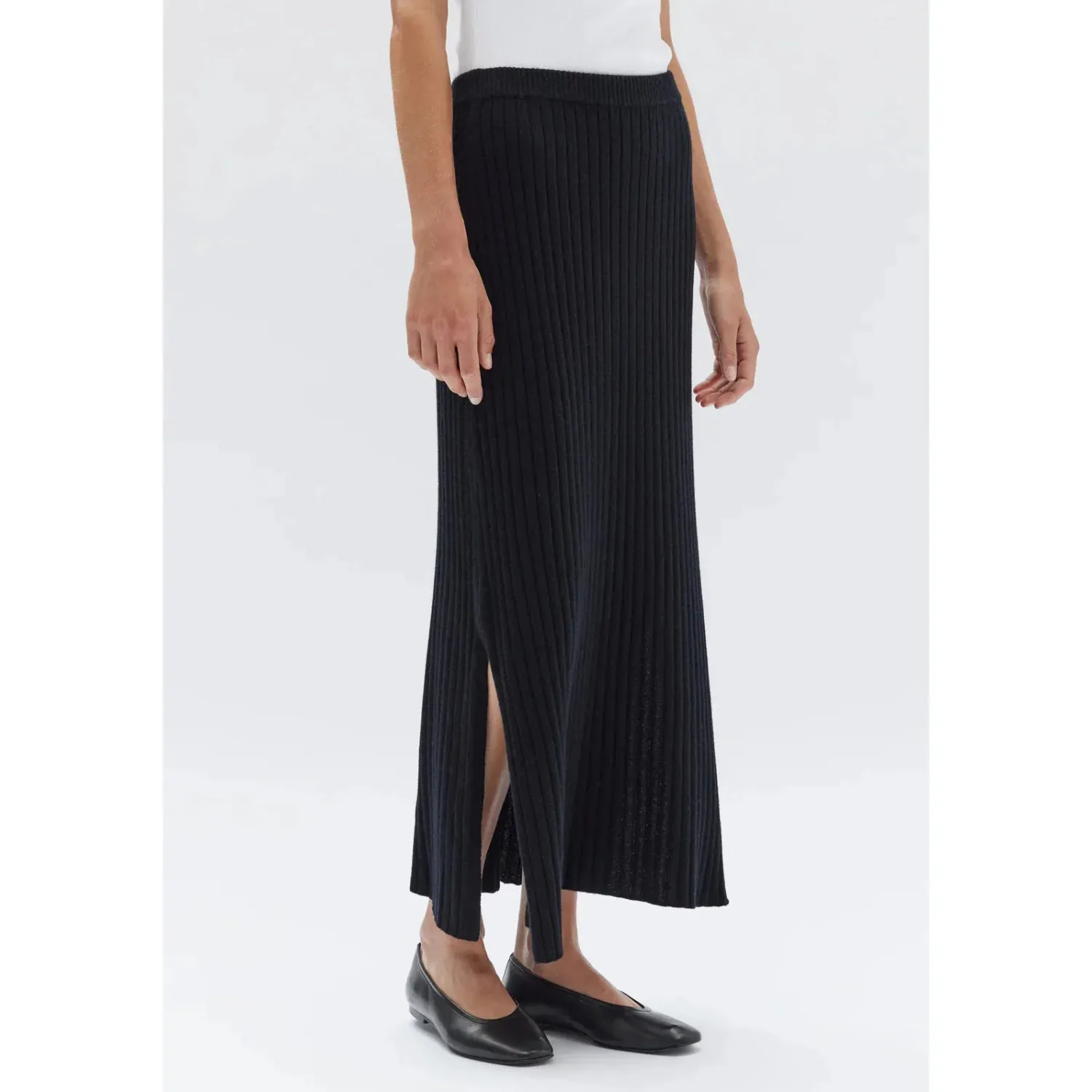 Women Assembly Label Wool Cashmere Rib Skirt - Black